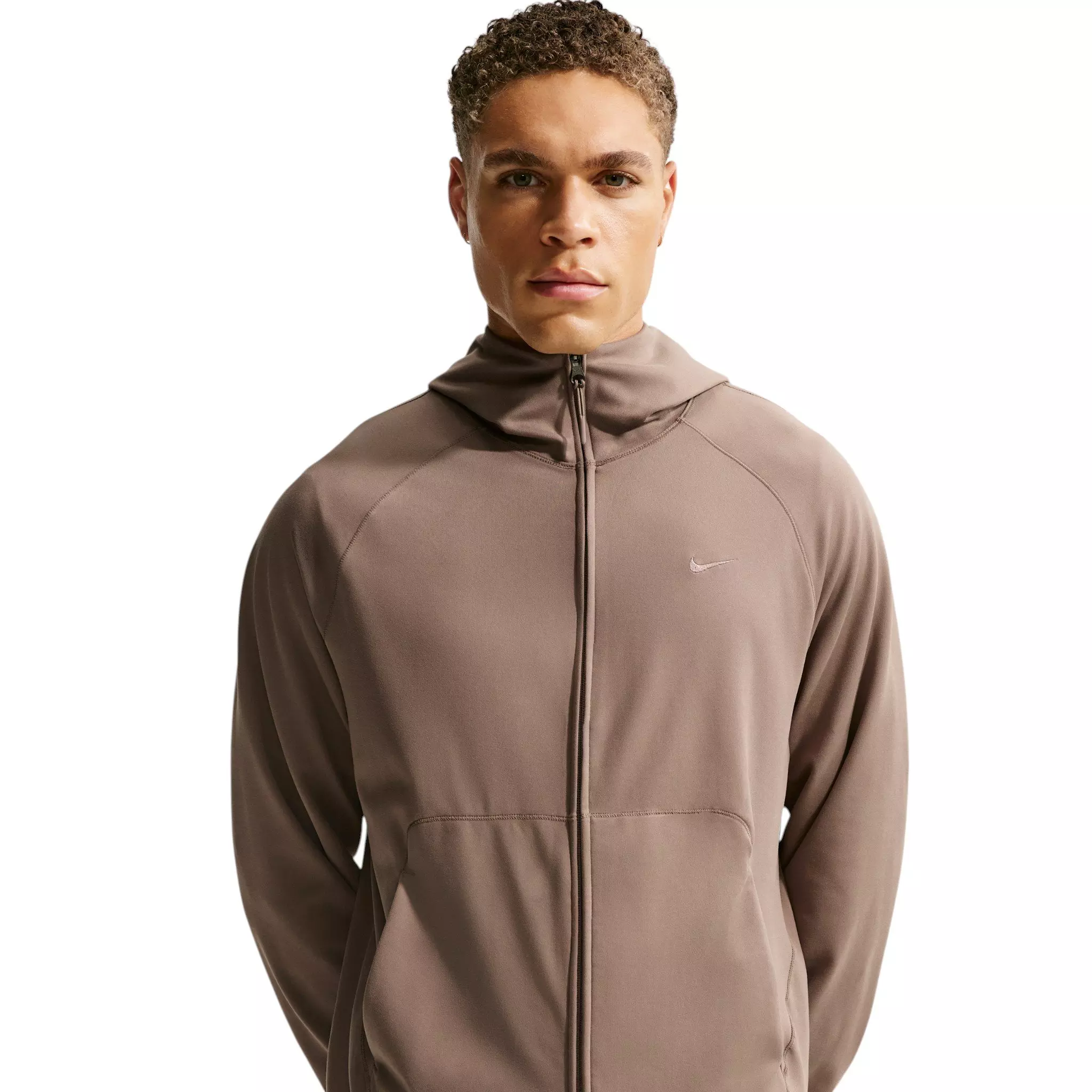 Nike Men's Primary NanoKnit Dri-FIT UV Protection Full-Zip Performance Hoodie - Brown - BROWN