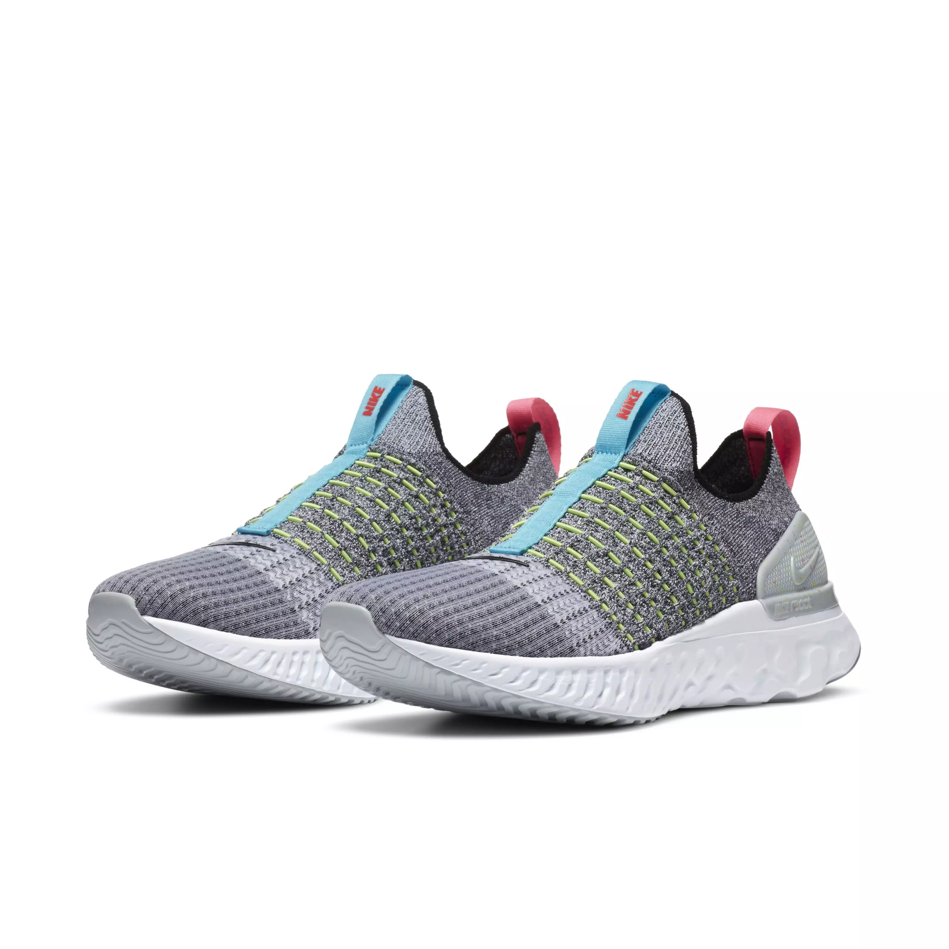 Nike React Phantom Run Flyknit 2 "White/Flash Crimson/Baltic Blue/Black" Men's Running Shoe - WHITE/CRIMSON/BLUE/BLACK