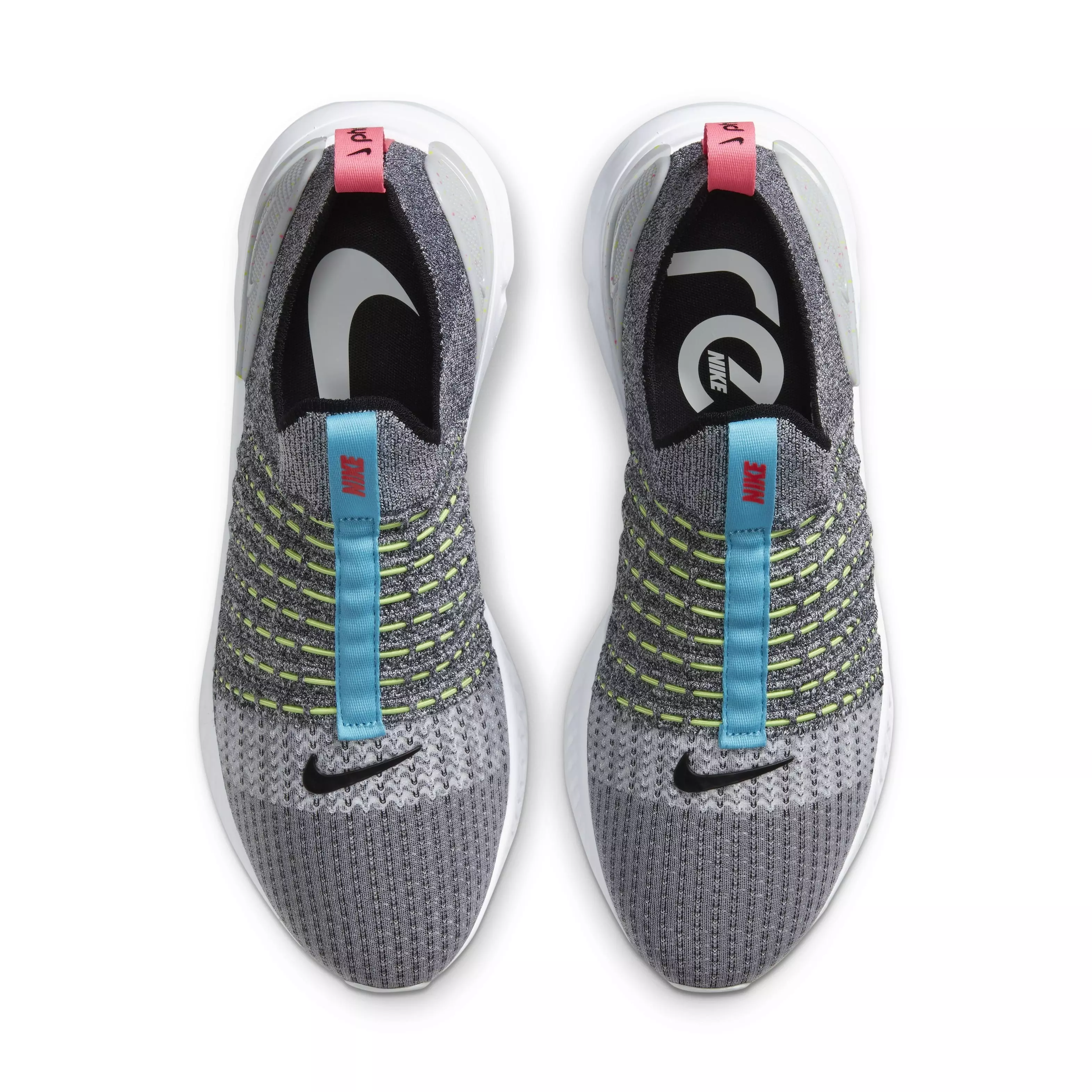 Nike React Phantom Run Flyknit 2 "White/Flash Crimson/Baltic Blue/Black" Men's Running Shoe - WHITE/CRIMSON/BLUE/BLACK