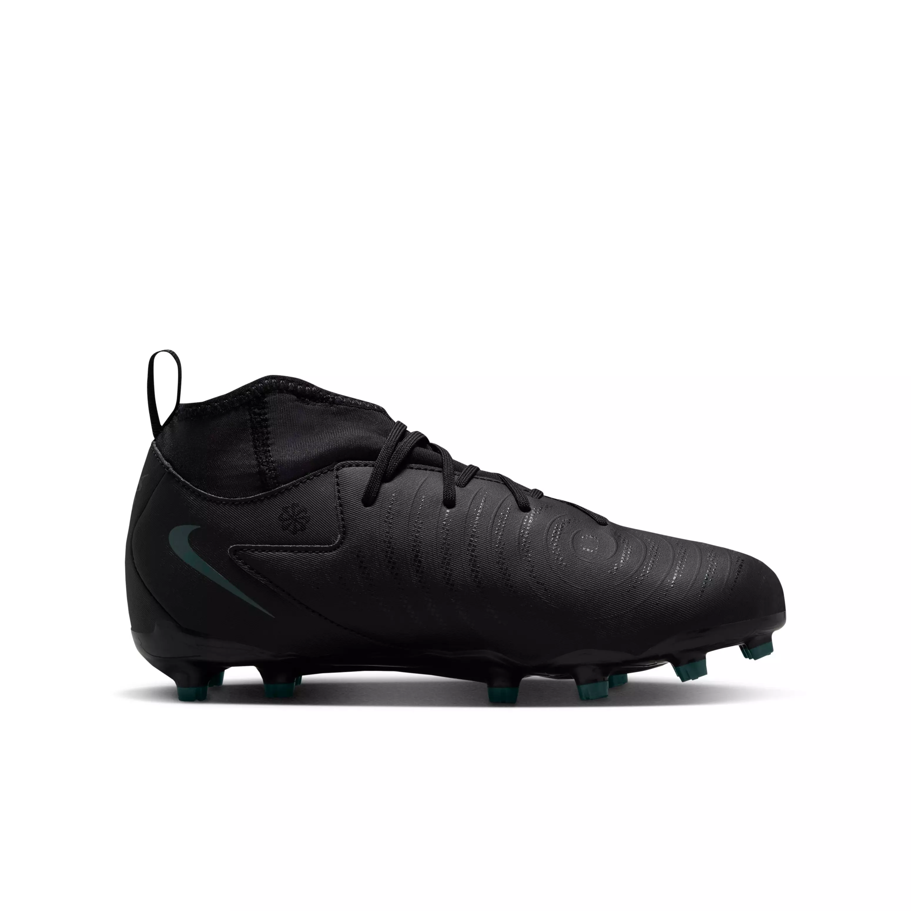 Nike Jr. Phantom Luna 2 Academy MG "Black/Deep Jungle/Black" Grade School Kids' Soccer Cleat - BLACK/JUNGLE/BLACK