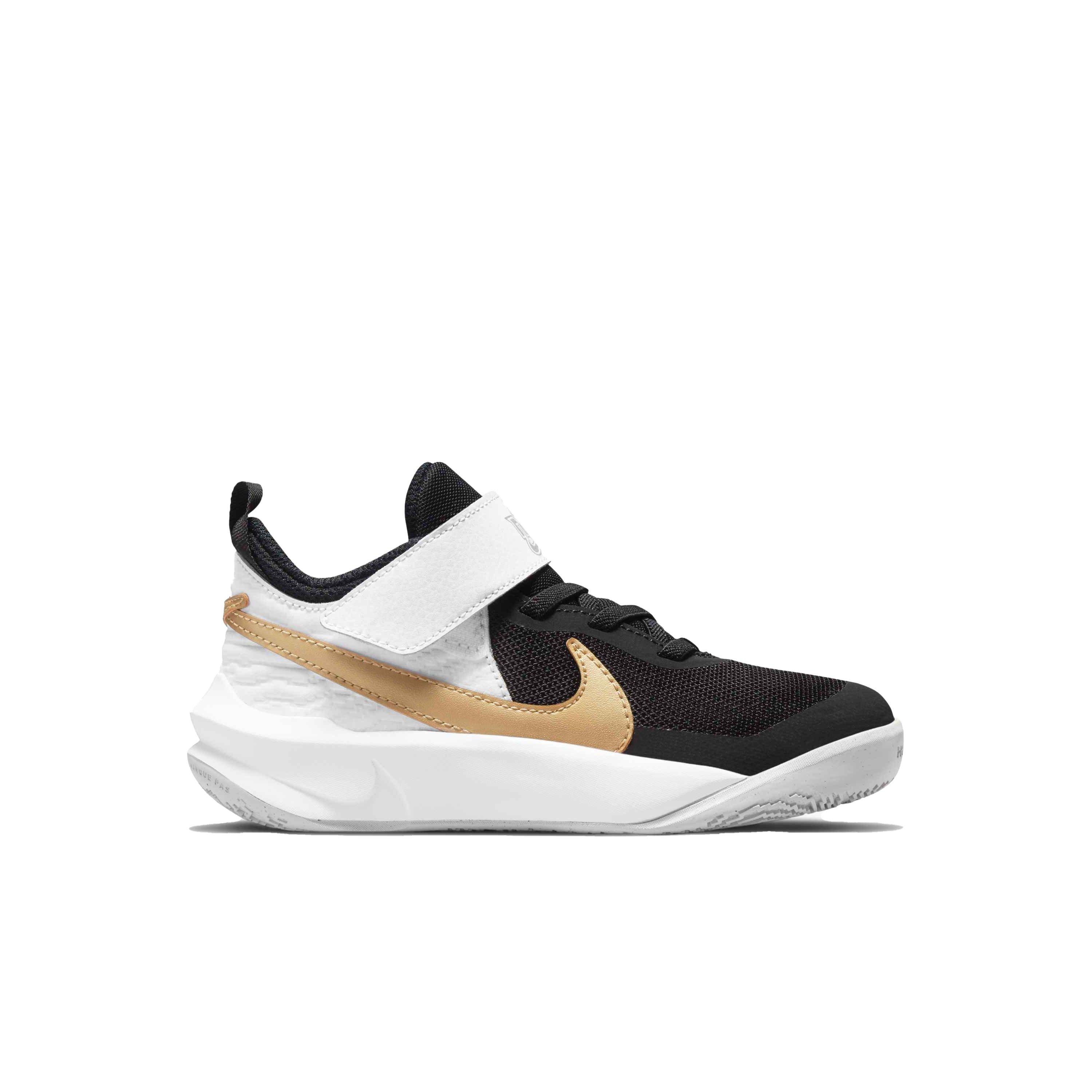 Nike Team Hustle D 10 Preschool Boys' "Black/Metallic Gold/White/Photon Dust" Basketball Shoe