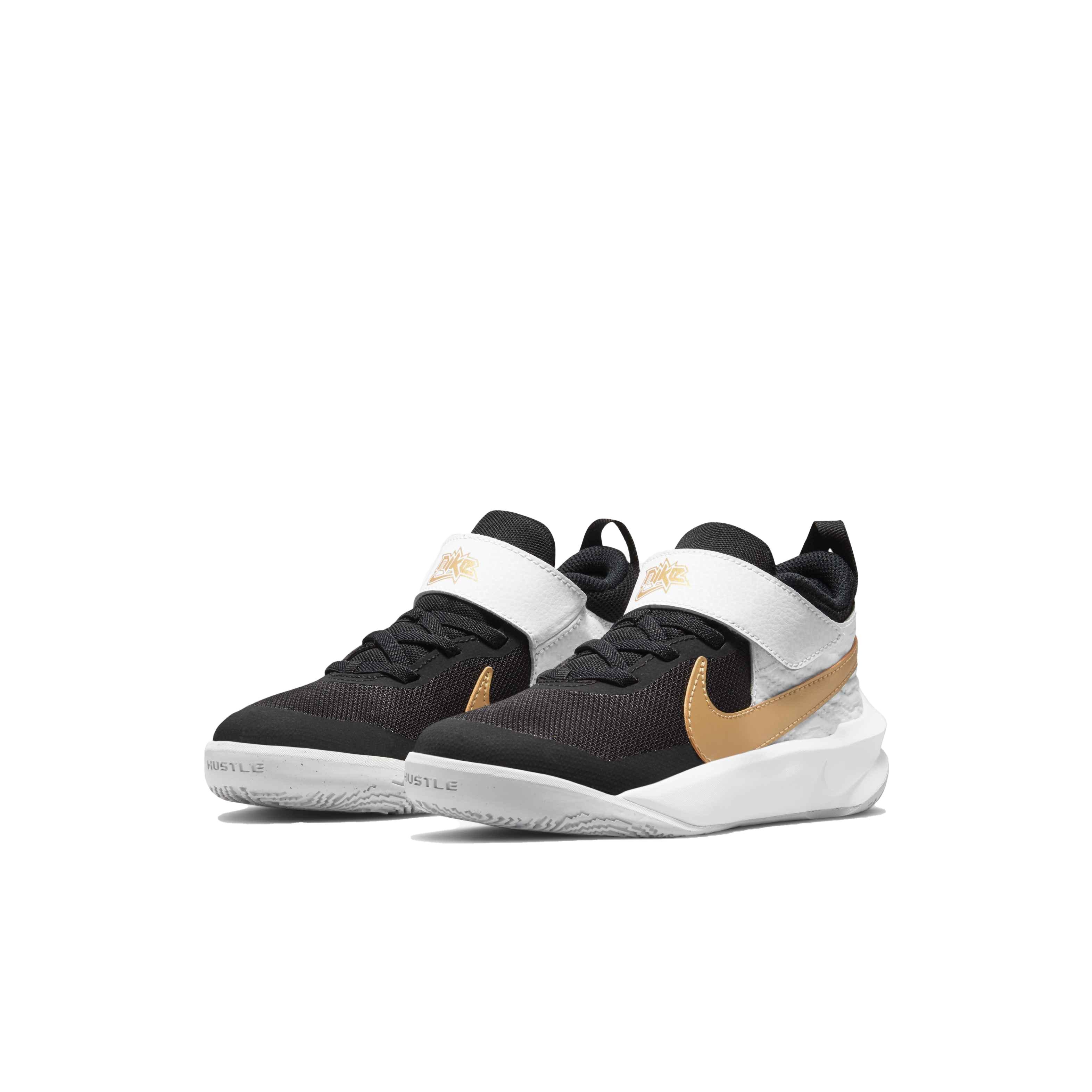 Nike Team Hustle D 10 Preschool Boys' "Black/Metallic Gold/White/Photon Dust" Basketball Shoe