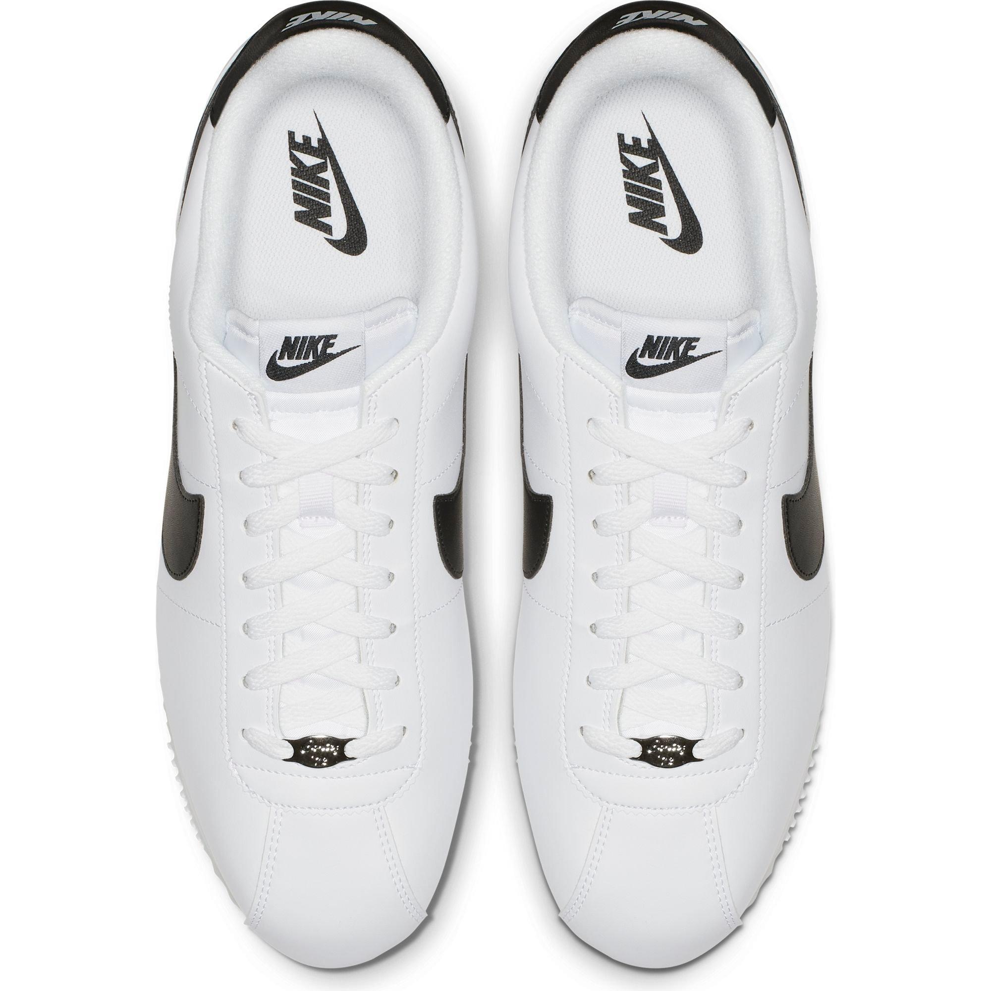 nike cortez basic leather black white