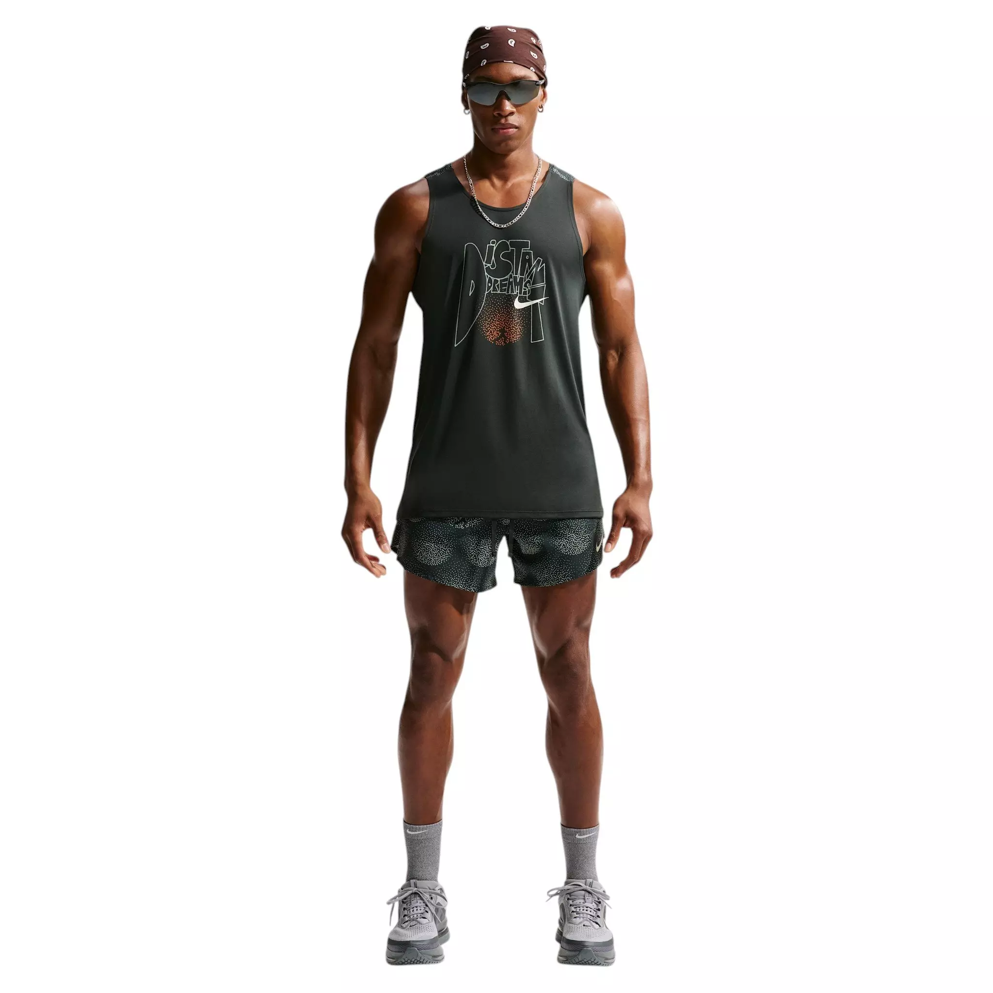 Nike Men's Stride Dri-FIT ADV Running Tank Top - Dark Green - DARK GREEN