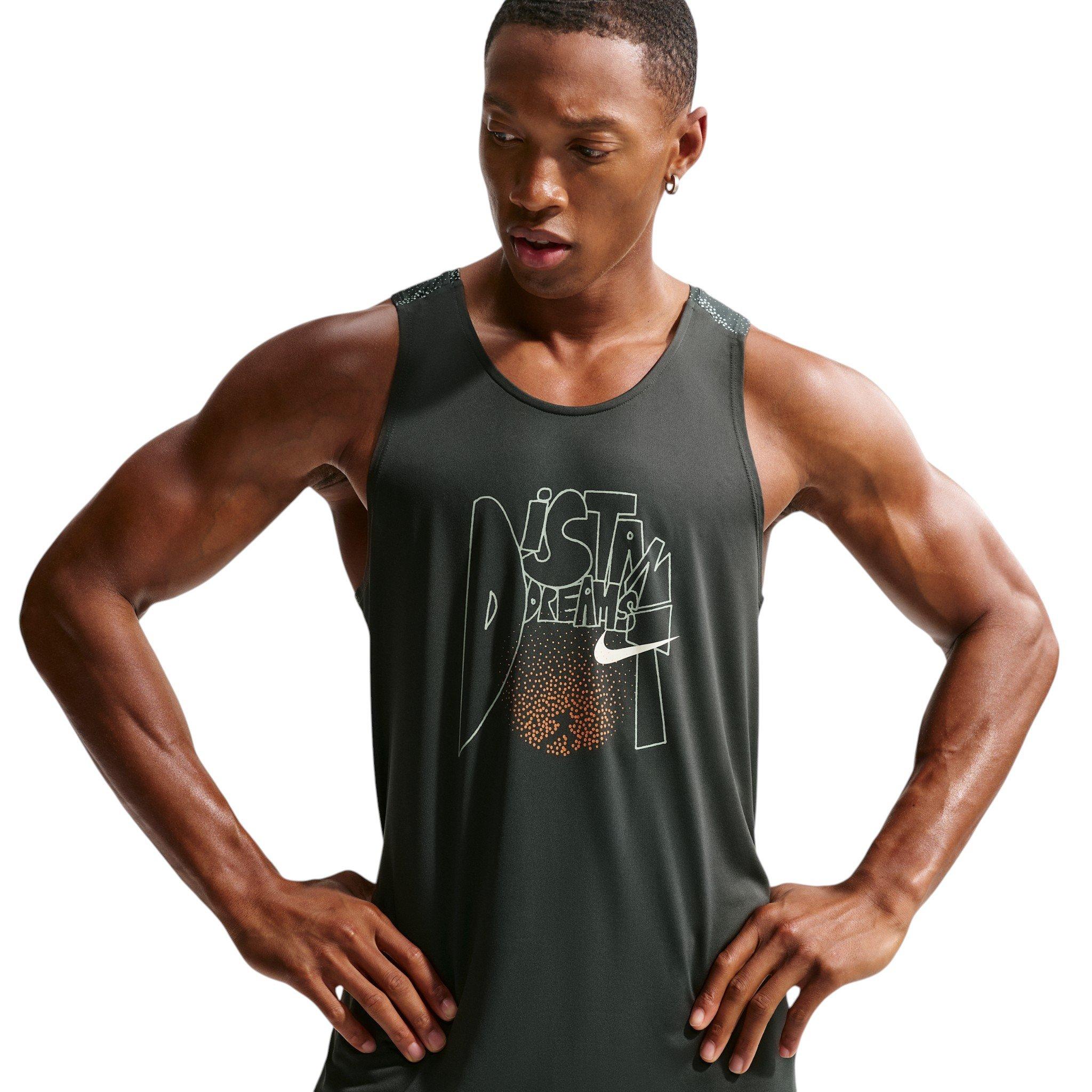 Nike Men's Stride Dri-FIT ADV Running Tank Top - Dark Green - DARK GREEN