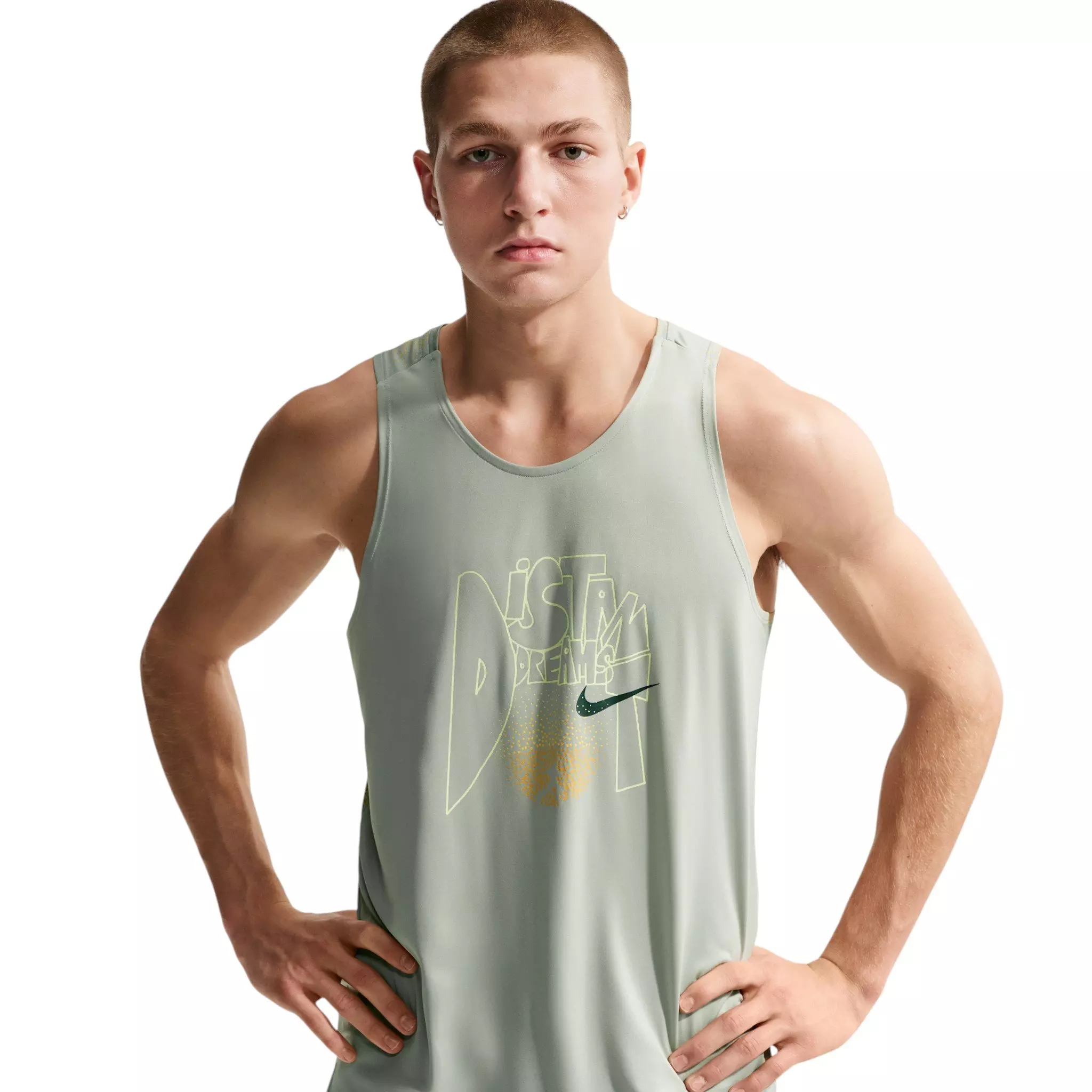 Nike Men's Stride Dri-FIT ADV Running Tank Top - Light Green - LIGHT GREEN