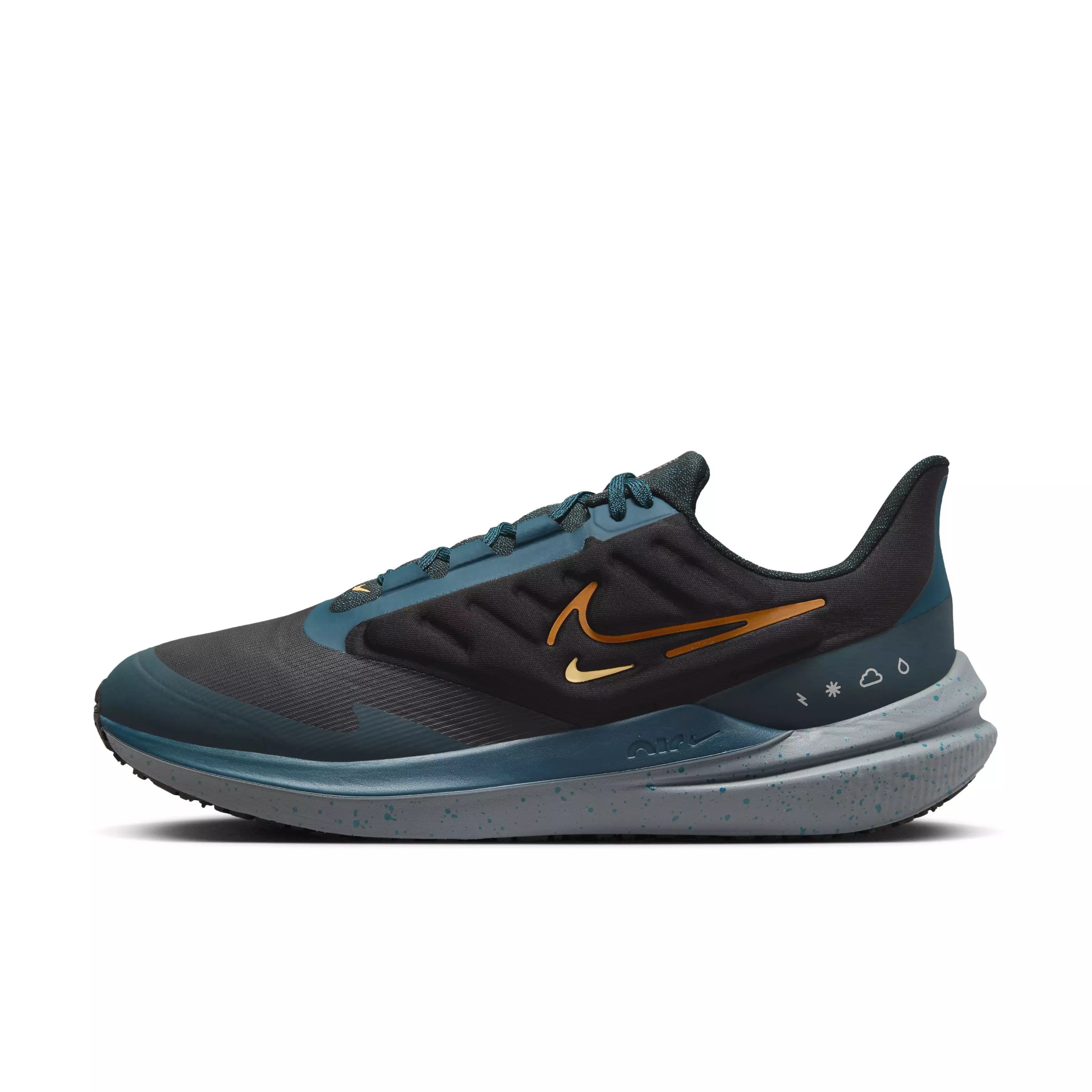 Nike Winflo 9 Shield "Anthracite/Dark Teal/Orange" Men's Running Shoe - ANTHRACITE/DK TEAL/ORANGE