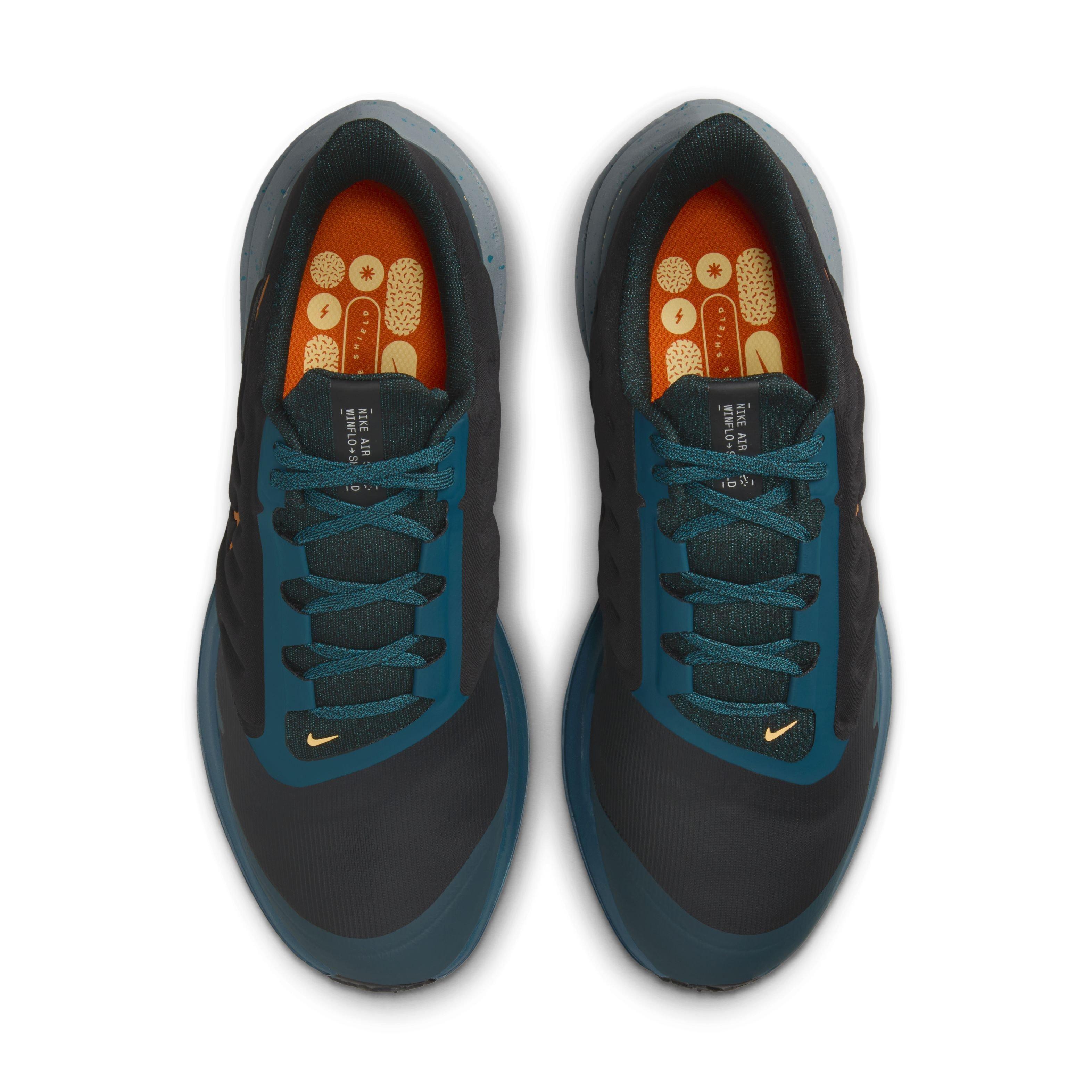 Nike Air Winflo Teal and Black Sneakers with Orange Swoosh Nike Winflo 9 Shield  main image 3