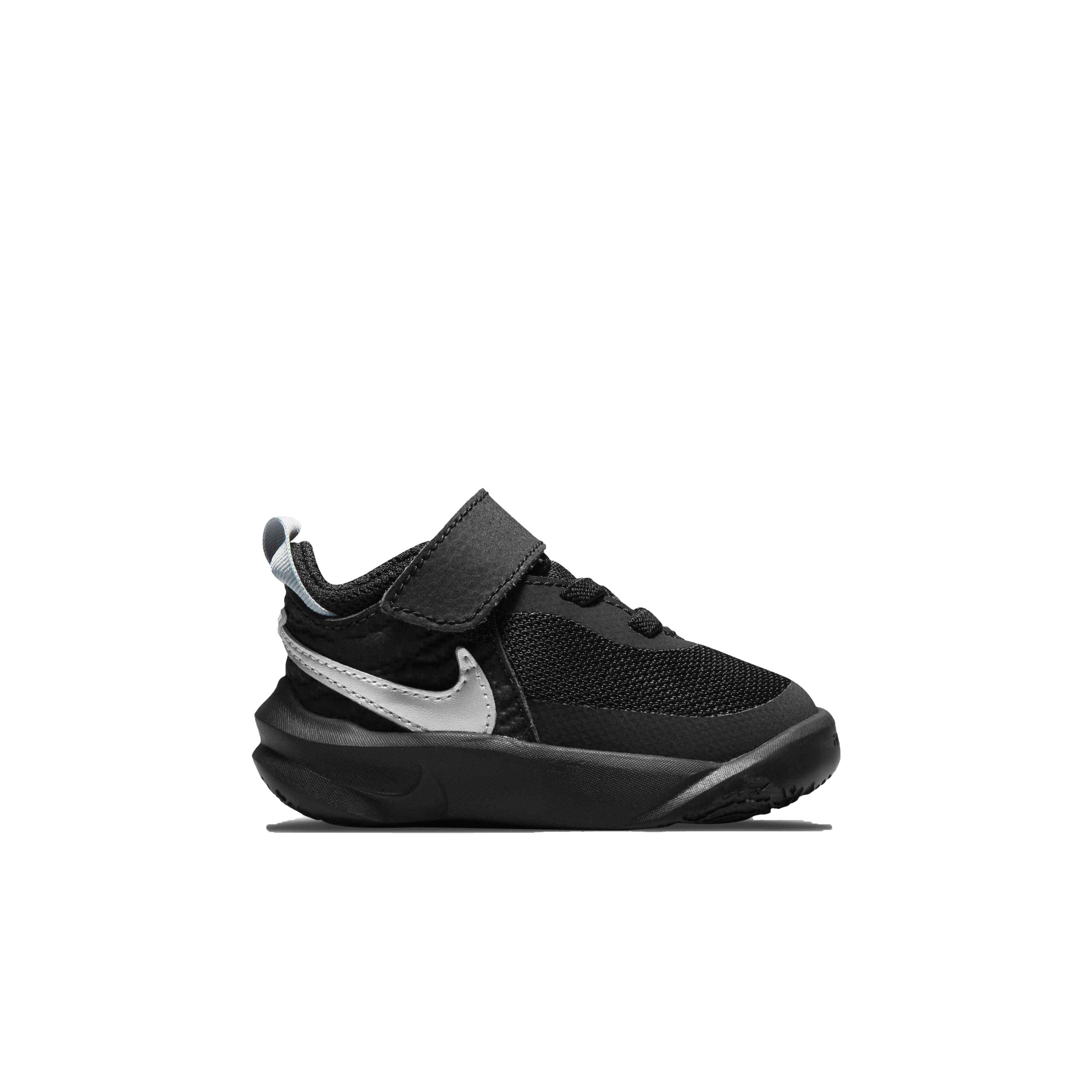 Nike Team Hustle D 10 "Black/Metallic Silver/Volt/White" Infant Boys' Basketball Shoe - BLACK Thumbnail View 1
