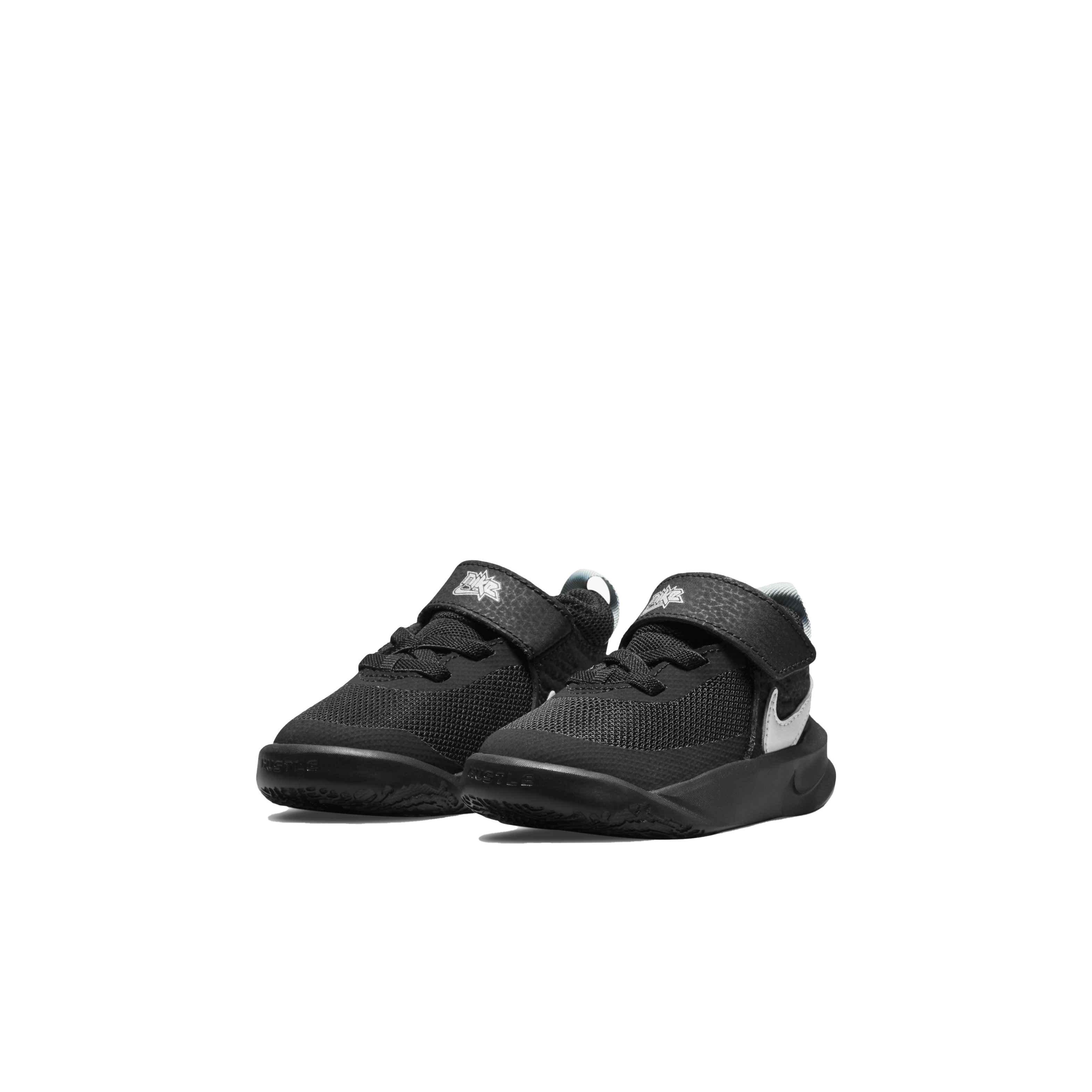 Nike Team Hustle D 10 "Black/Metallic Silver/Volt/White" Infant Boys' Basketball Shoe - BLACK Thumbnail View 3