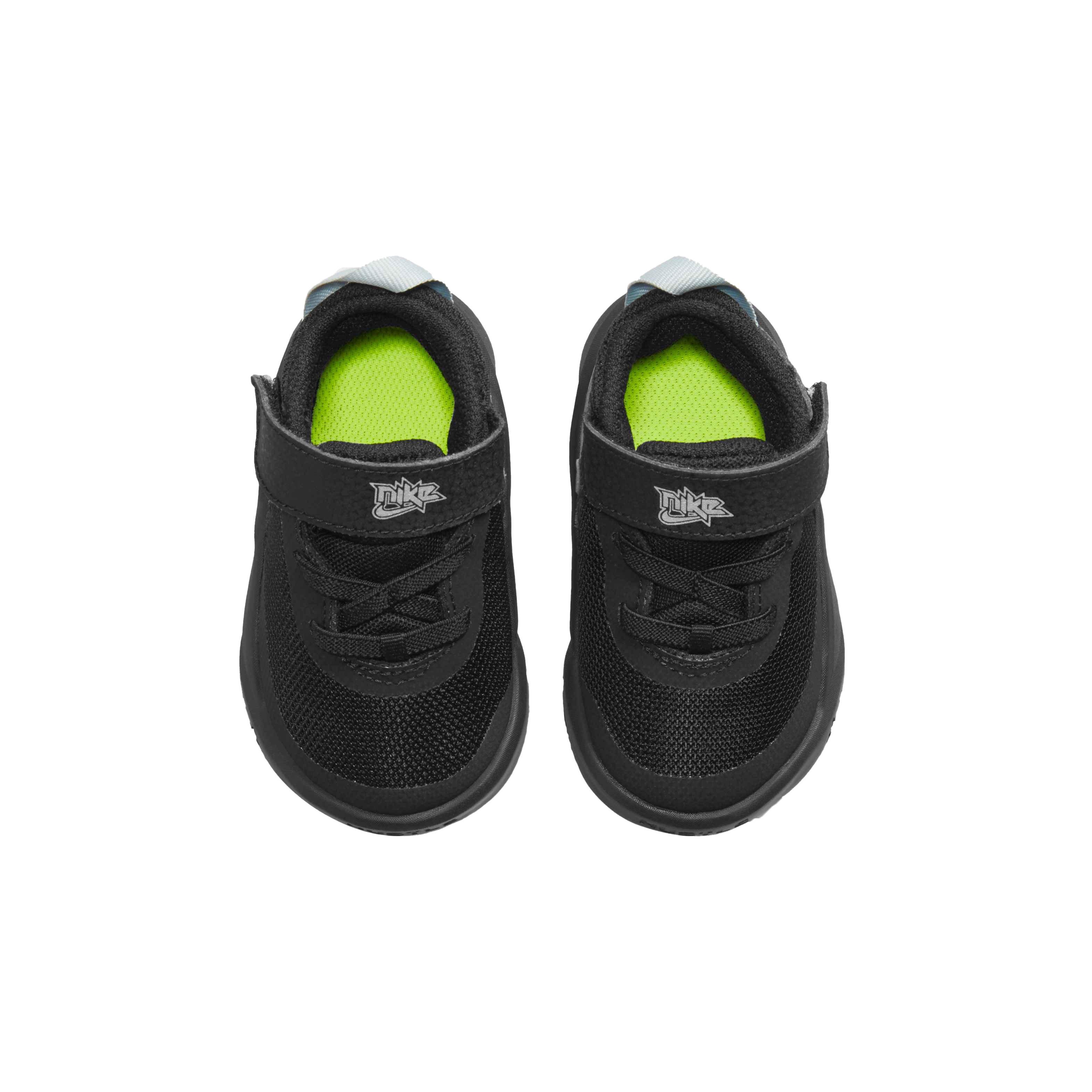 Nike Team Hustle D 10 "Black/Metallic Silver/Volt/White" Infant Boys' Basketball Shoe - BLACK Thumbnail View 4