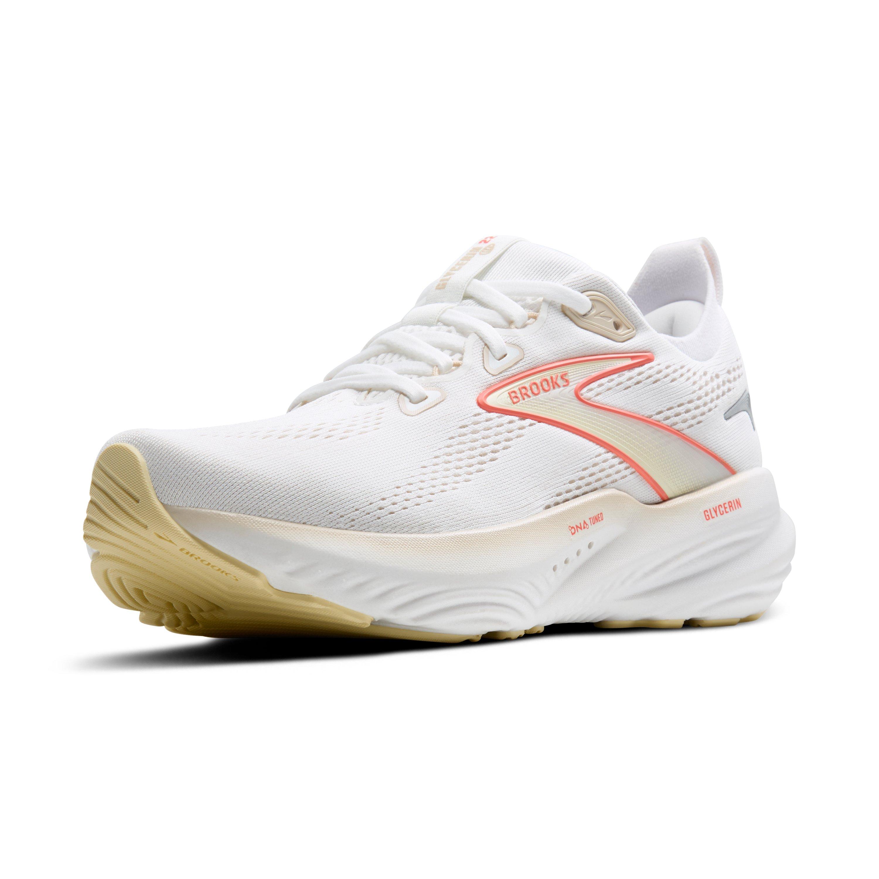 Brooks Glycerin 22 "White/Almond Peach/Hot Coral" Women's Running Shoe - WHITE/PEACH/CORAL Thumbnail View 3