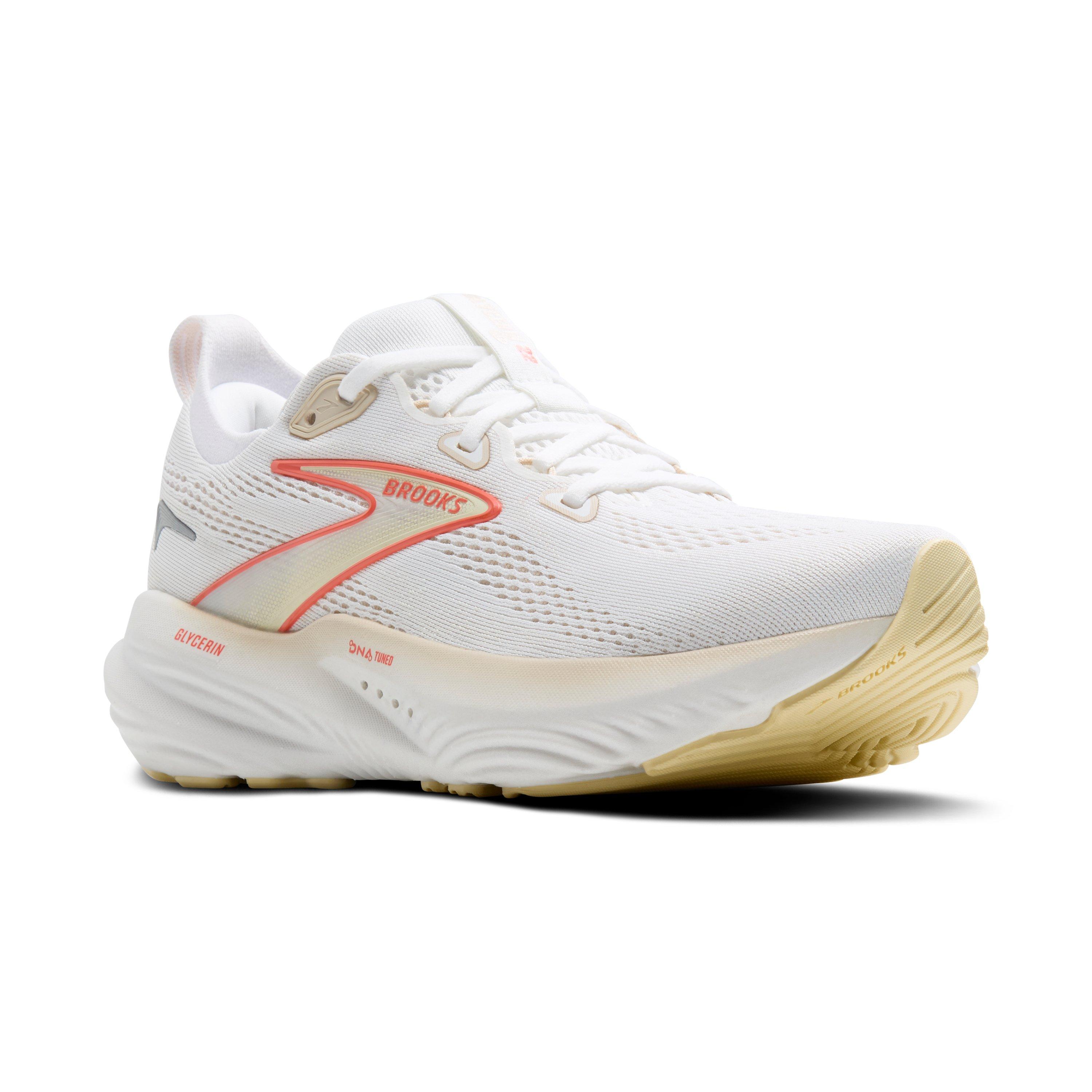 Brooks Glycerin 22 "White/Almond Peach/Hot Coral" Women's Running Shoe - WHITE/PEACH/CORAL Thumbnail View 4