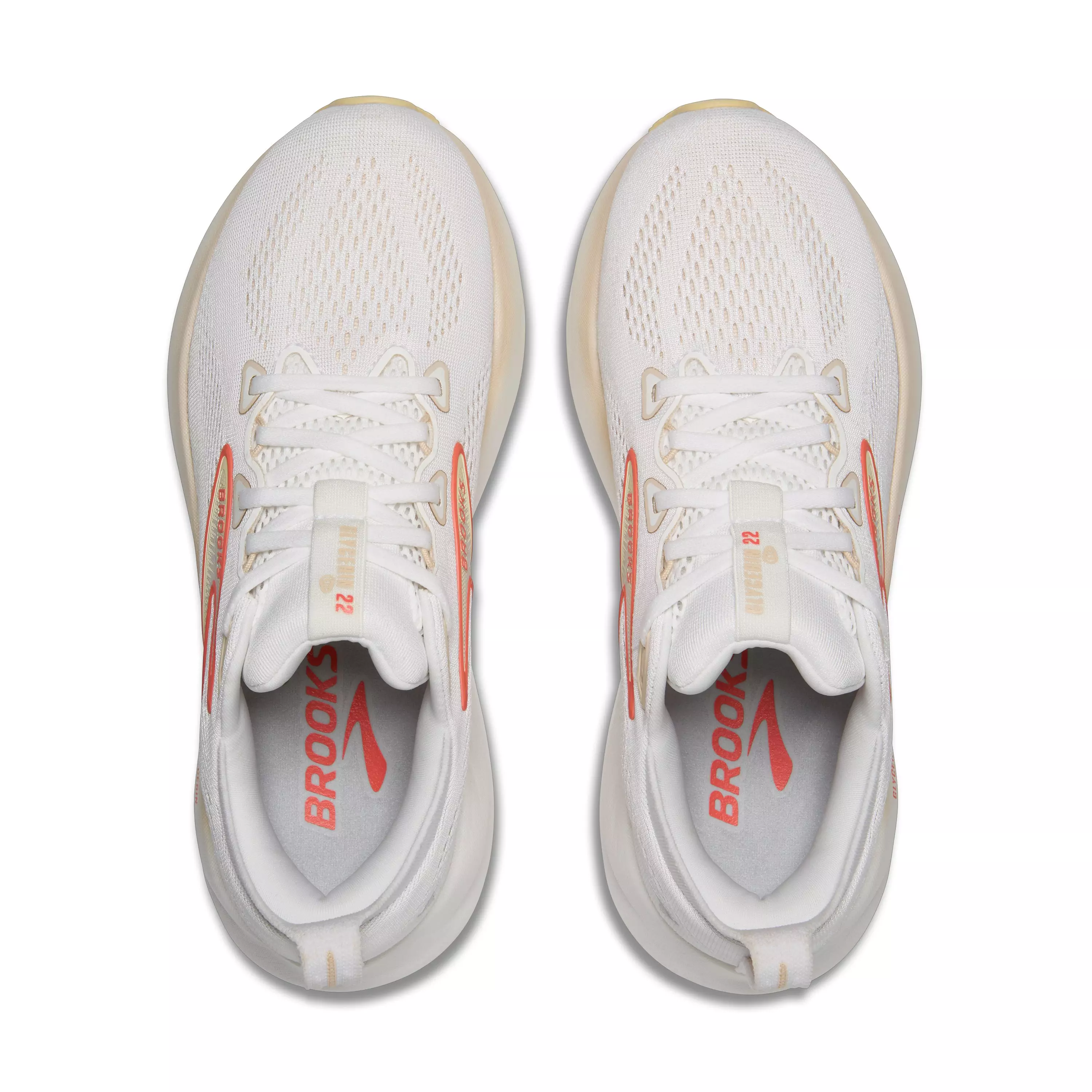 Brooks Glycerin 22 "White/Almond Peach/Hot Coral" Women's Running Shoe - WHITE/PEACH/CORAL