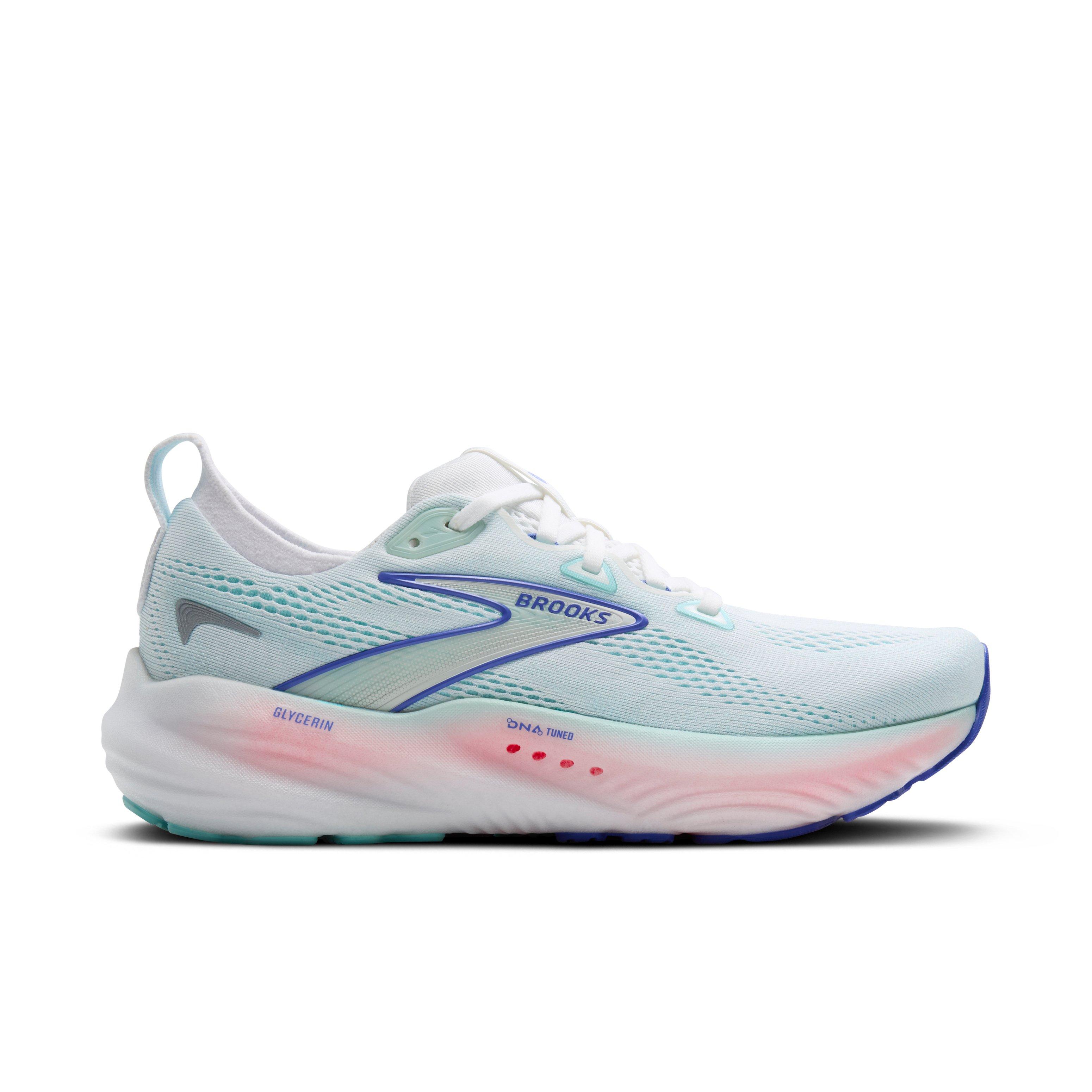 Brooks Glycerin 22 "White/Limpet Shell/Amparo Blue" Women's Wide Running Shoe - WHITE/LIMPET SHELL/BLUE Thumbnail View 1