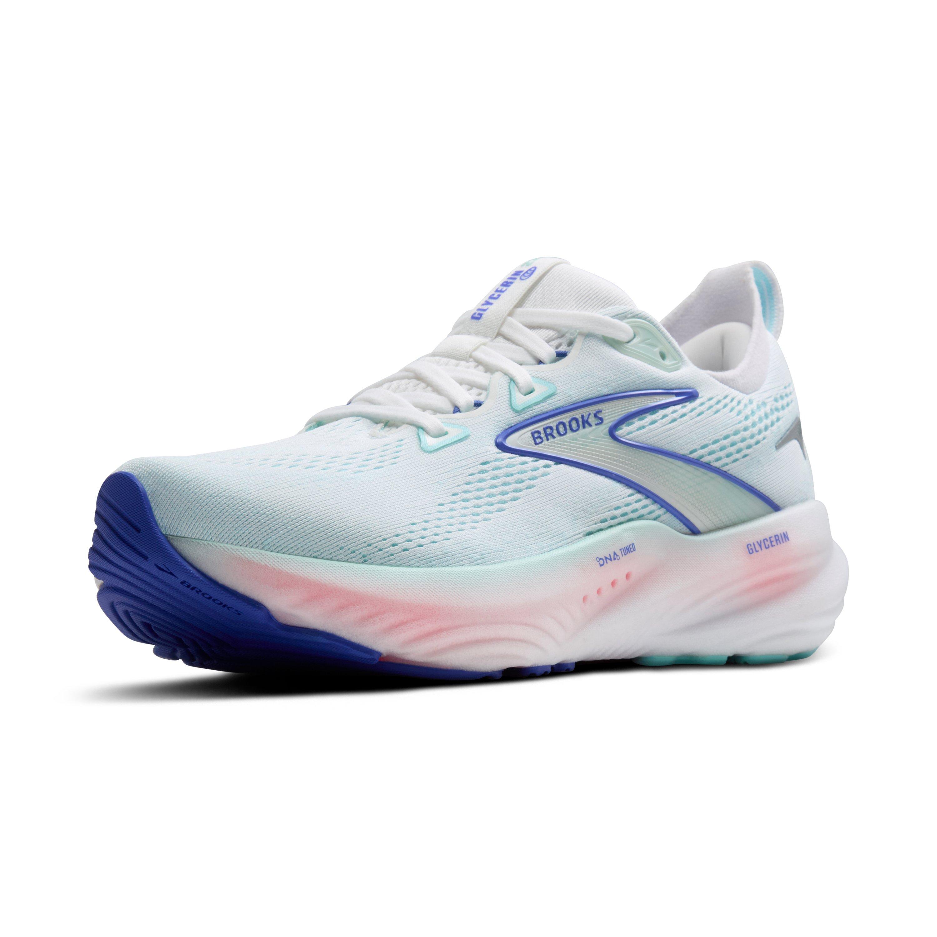 Brooks Glycerin 22 "White/Limpet Shell/Amparo Blue" Women's Wide Running Shoe - WHITE/LIMPET SHELL/BLUE Thumbnail View 3