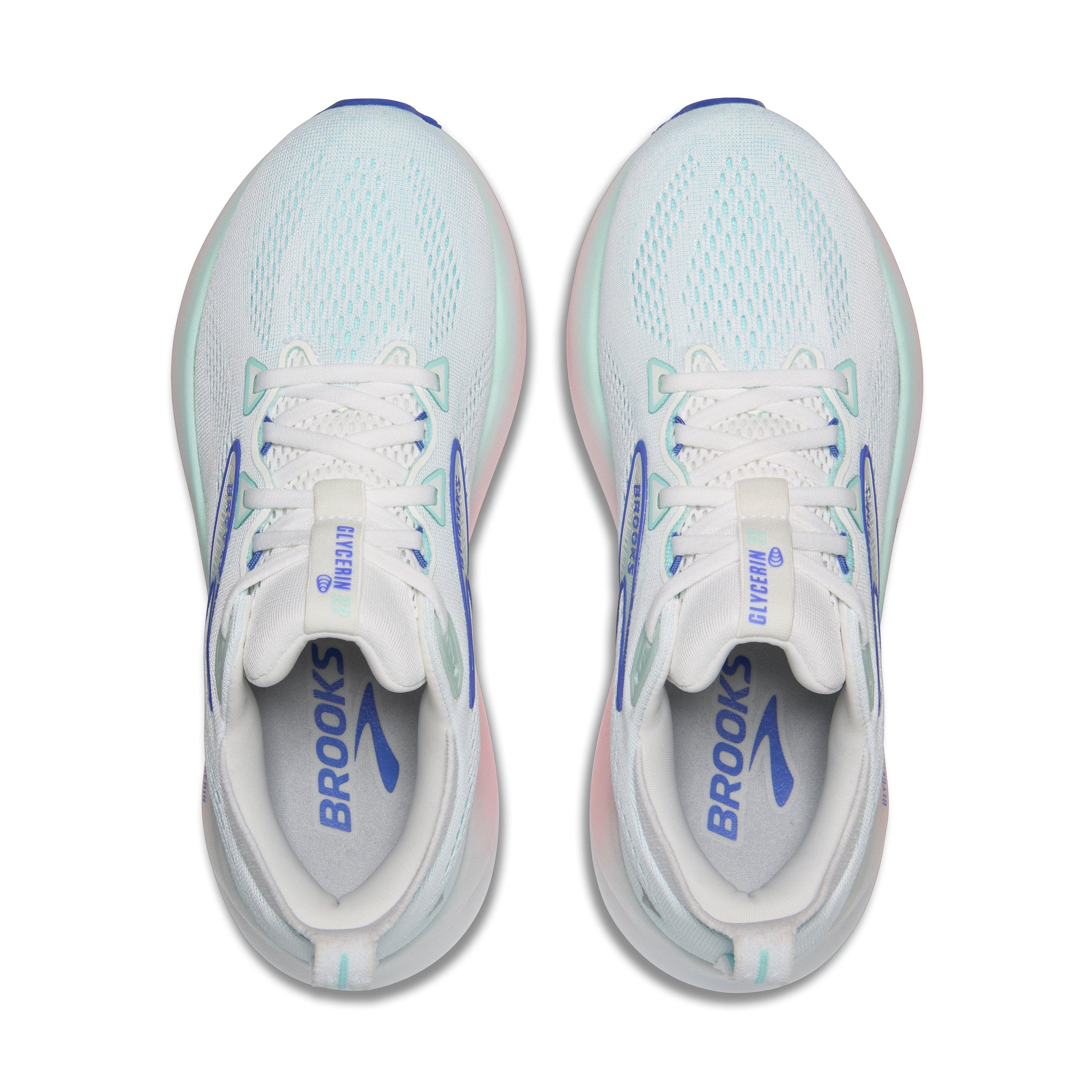 Brooks Glycerin 22 "White/Limpet Shell/Amparo Blue" Women's Wide Running Shoe - WHITE/LIMPET SHELL/BLUE Thumbnail View 5