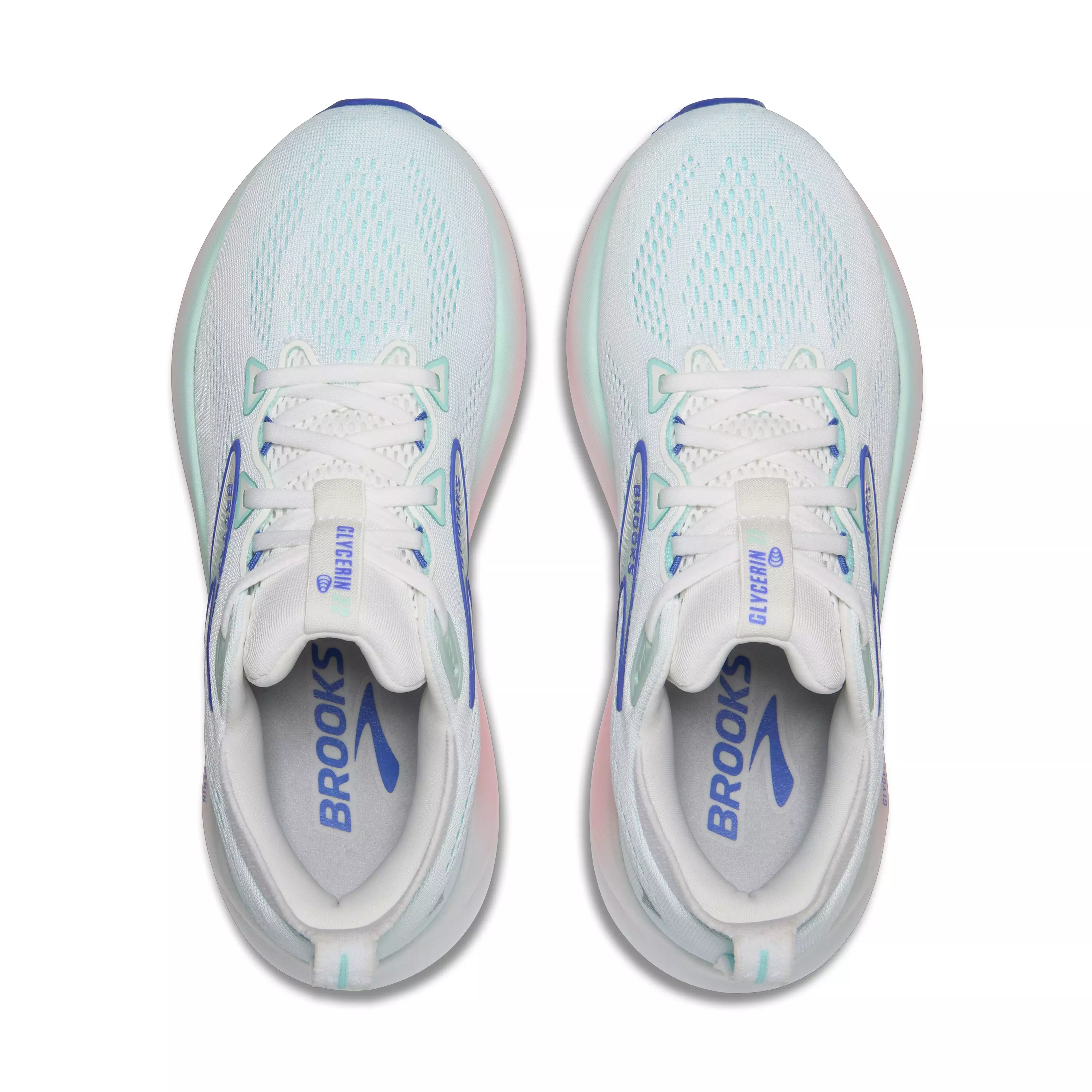 Brooks Glycerin 22 "White/Limpet Shell/Amparo Blue" Women's Wide Running Shoe - WHITE/LIMPET SHELL/BLUE