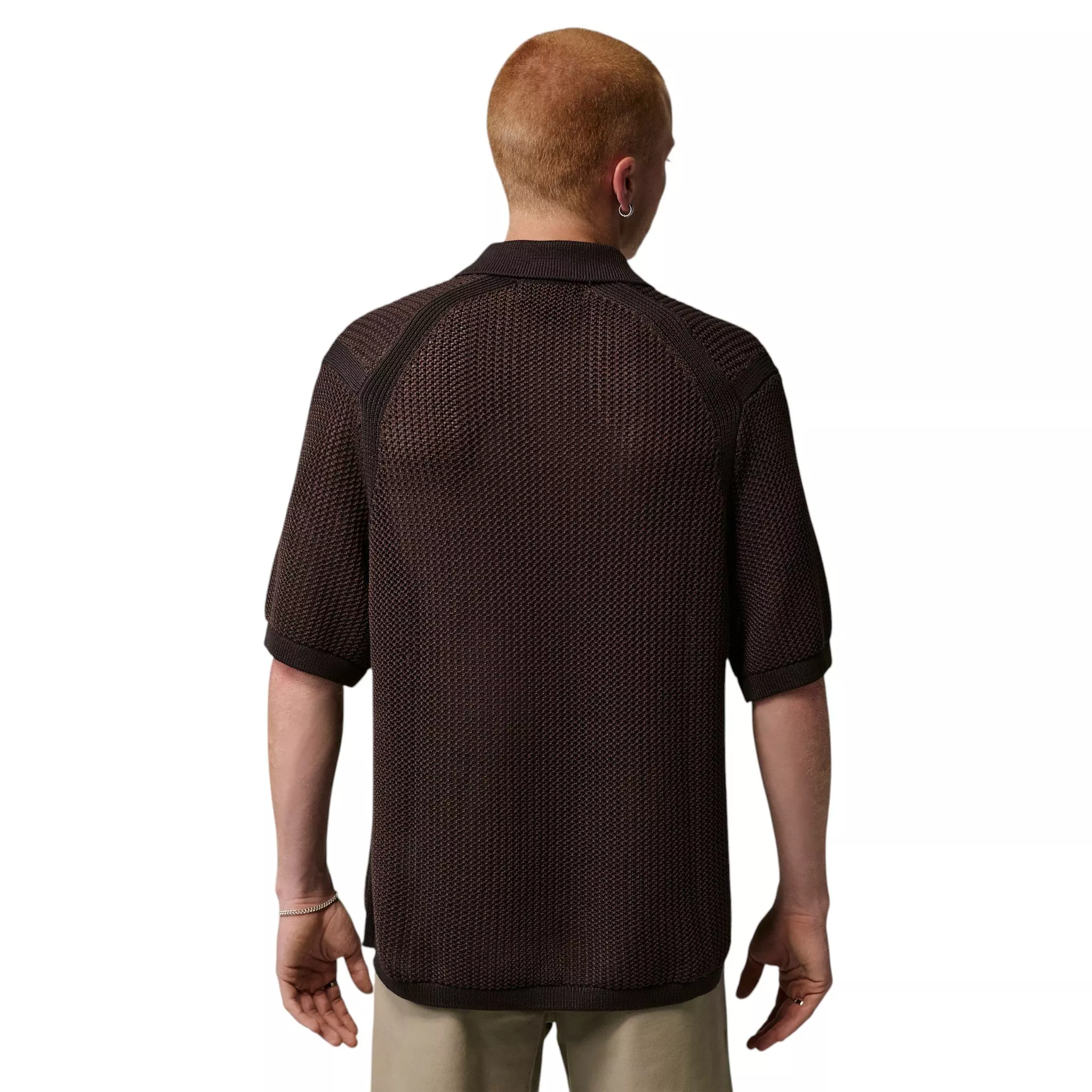 Jordan Men's Flight Short Sleeve Knit Polo - Brown - BROWN