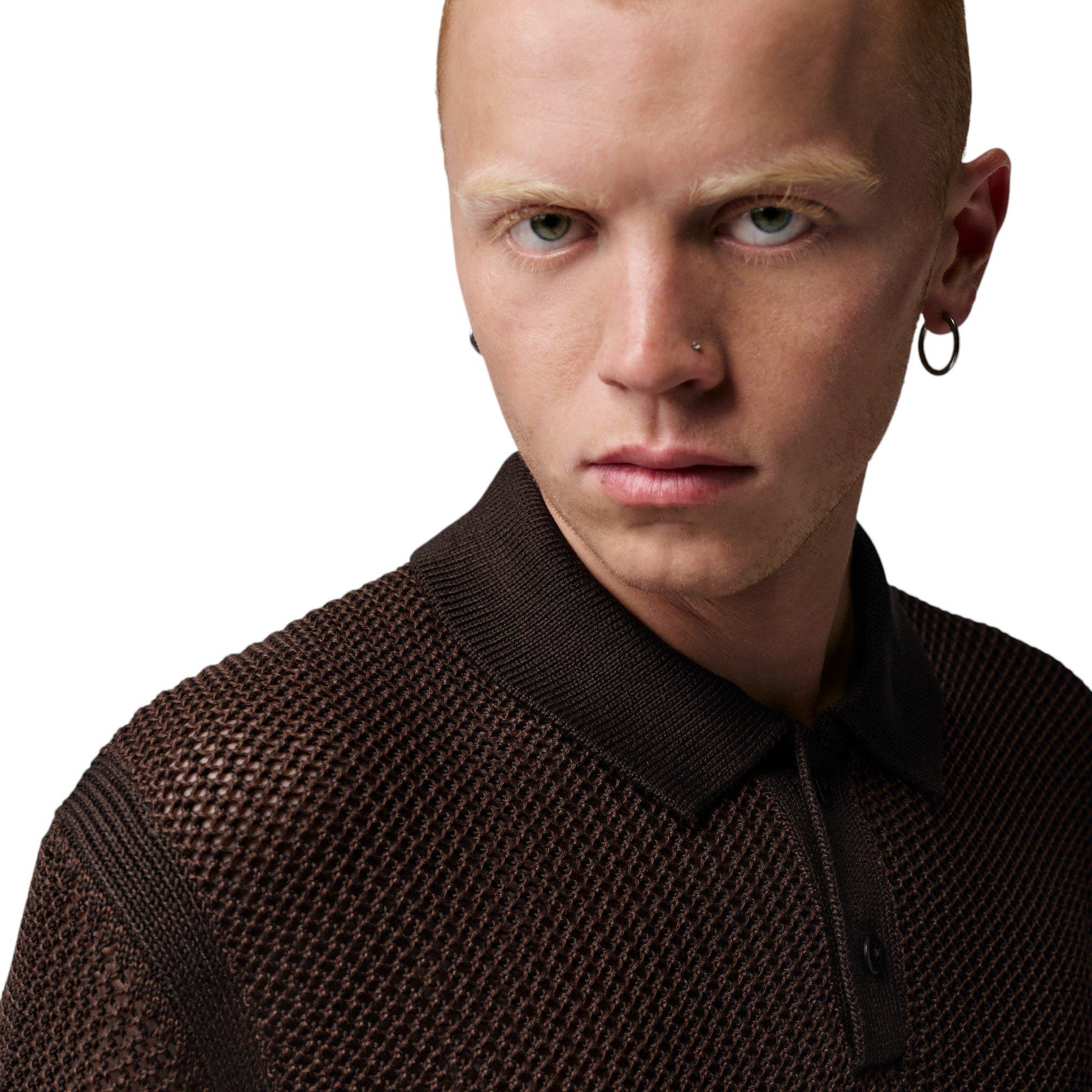 Jordan Men's Flight Short Sleeve Knit Polo - Brown - BROWN