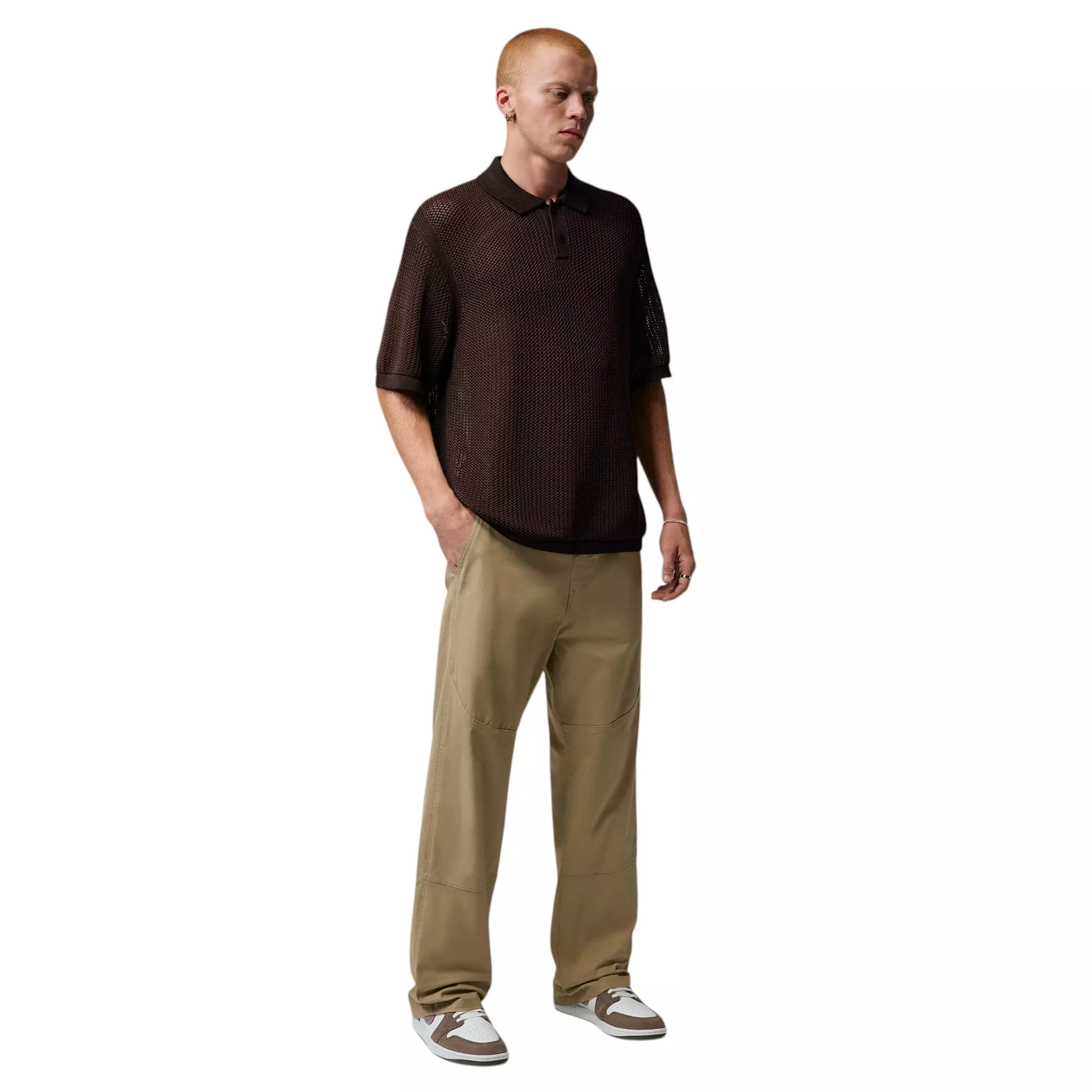 Jordan Men's Flight Short Sleeve Knit Polo - Brown - BROWN