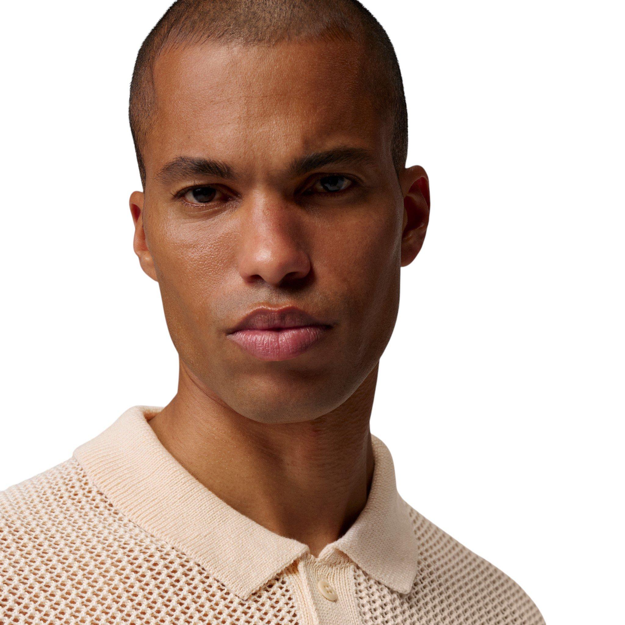 Jordan Men's Flight Short Sleeve Knit Polo - Beige - BEIGE
