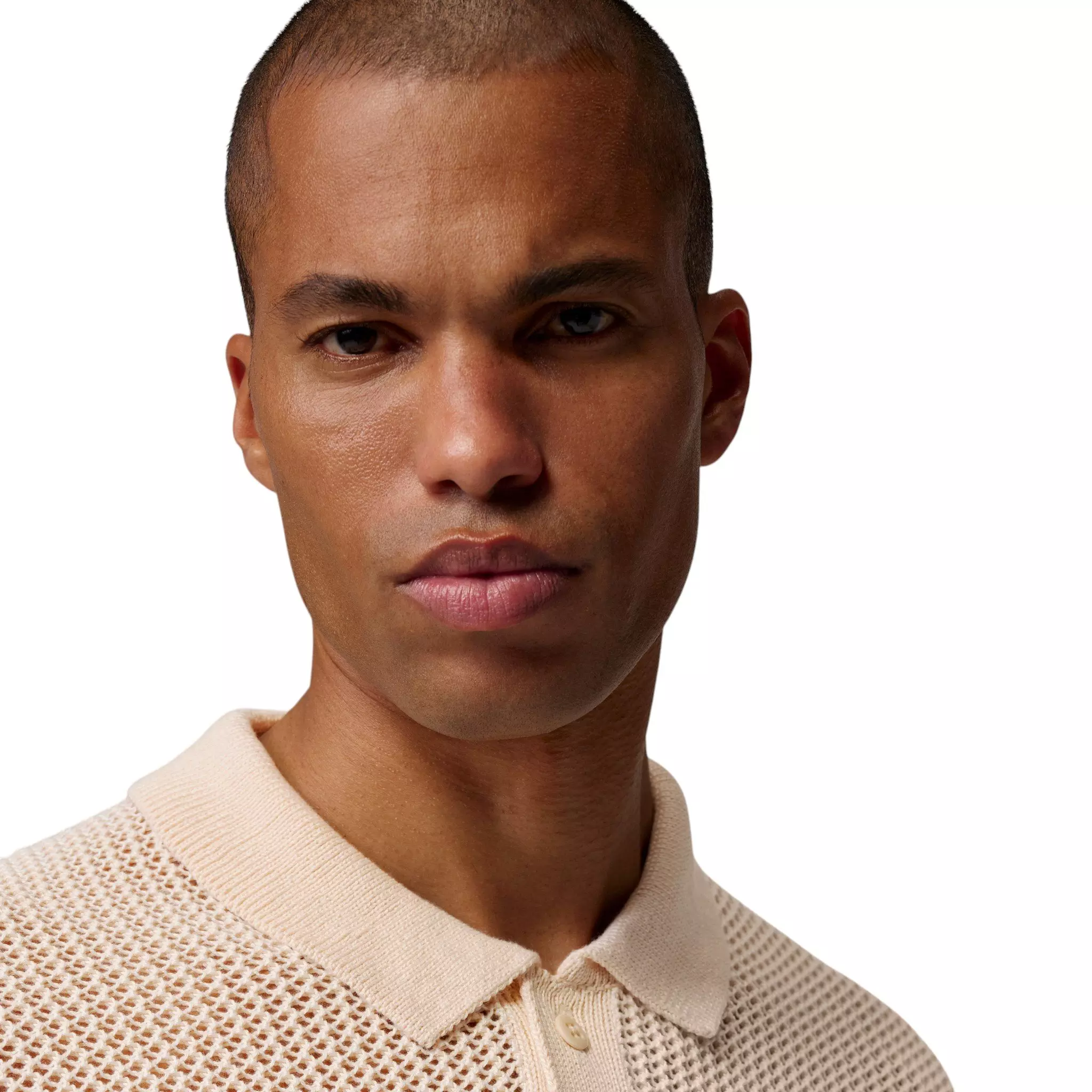 Jordan Men's Flight Short Sleeve Knit Polo - Beige - BEIGE