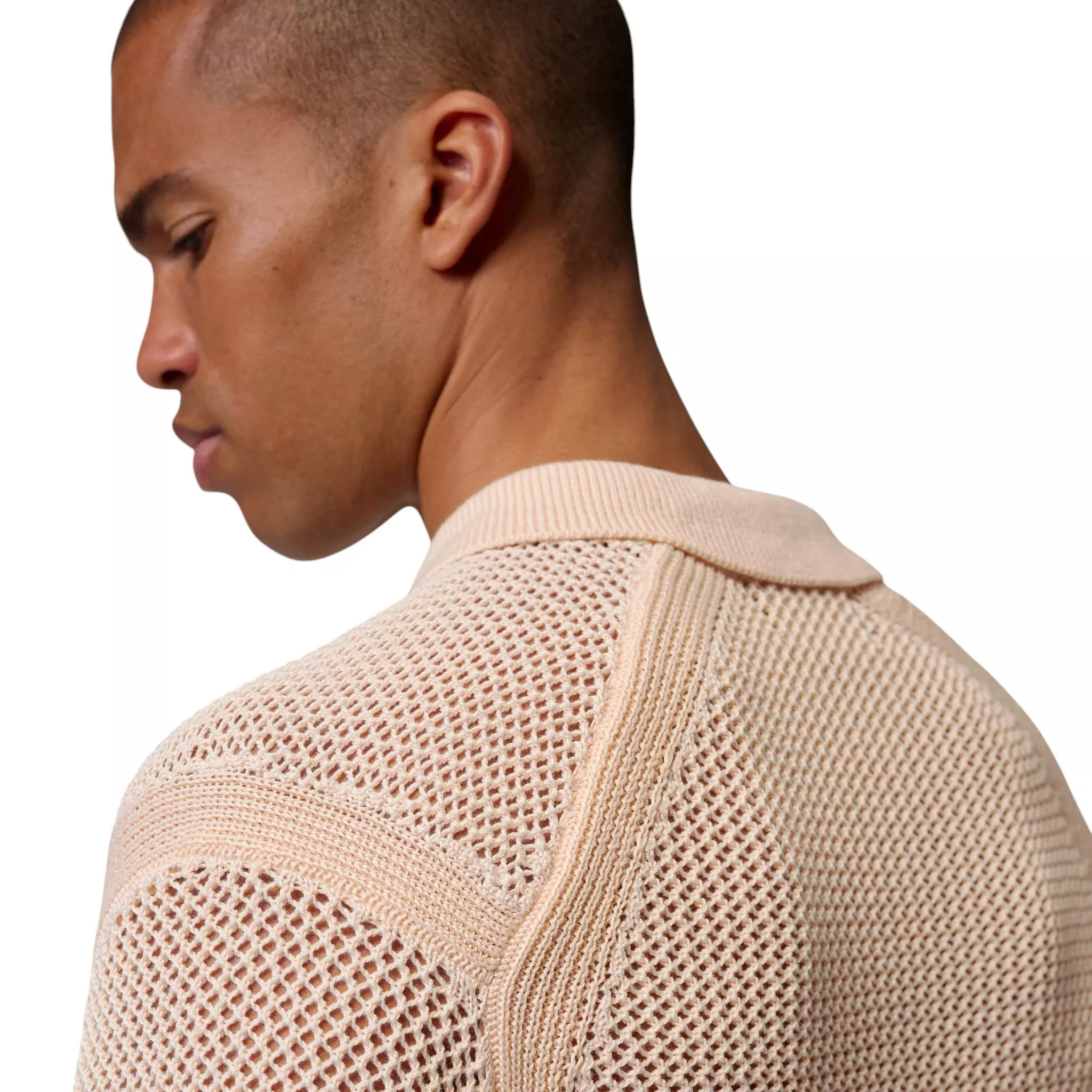 Jordan Men's Flight Short Sleeve Knit Polo - Beige - BEIGE
