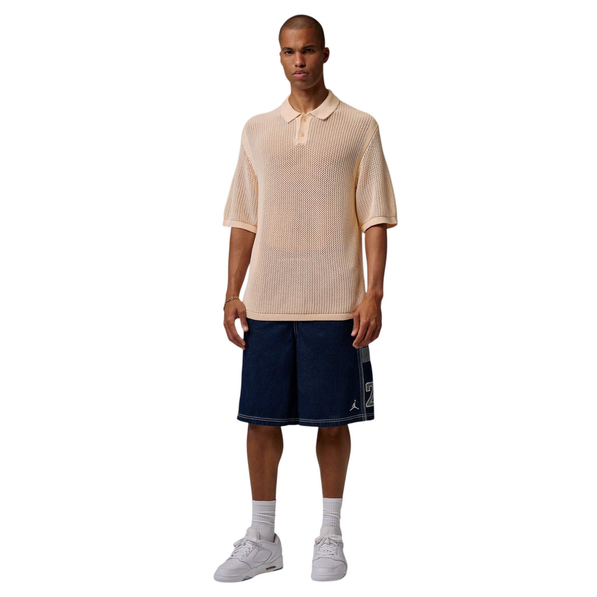 Jordan Men's Flight Short Sleeve Knit Polo - Beige - BEIGE