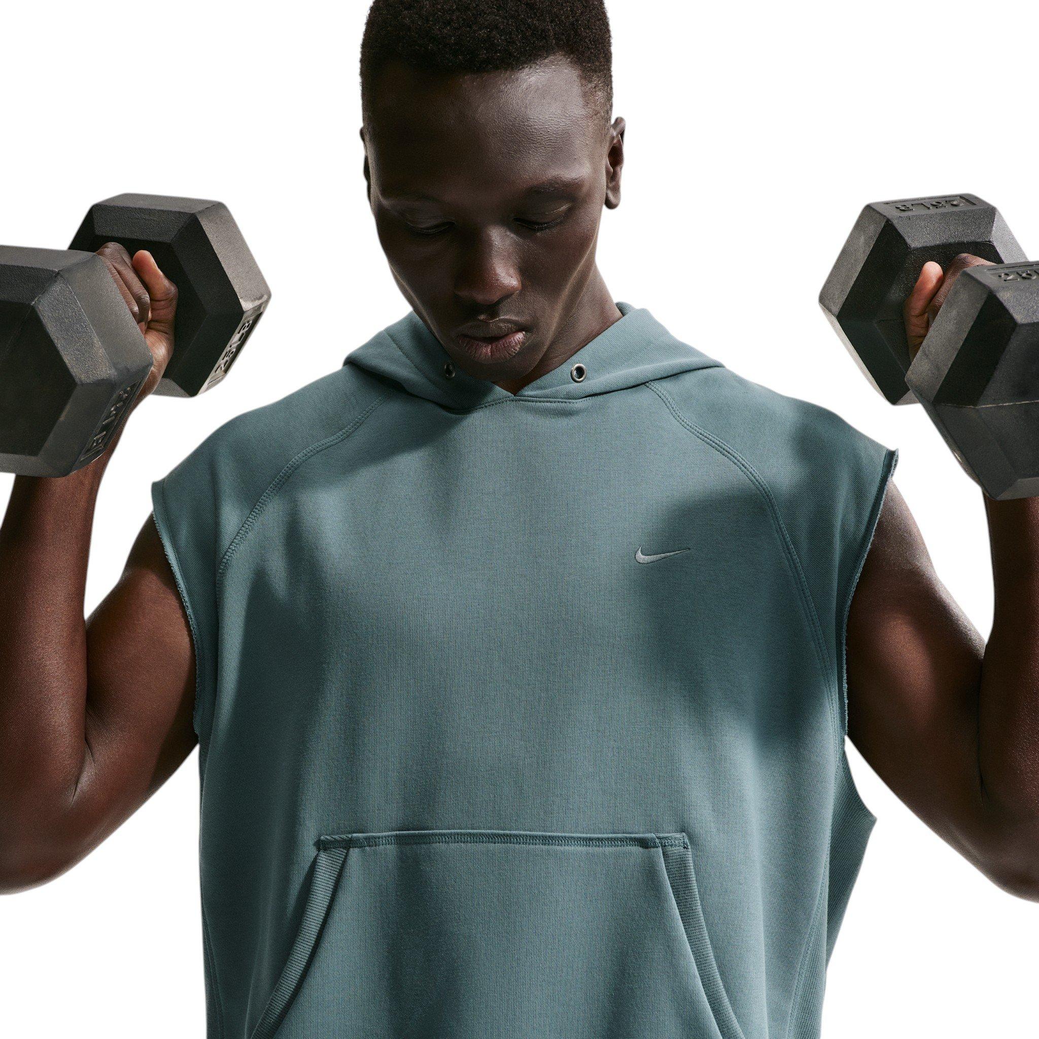 Nike Men's N.A.C. Dri-FIT Fleece Sleeveless Training Hoodie - Grey - GREY