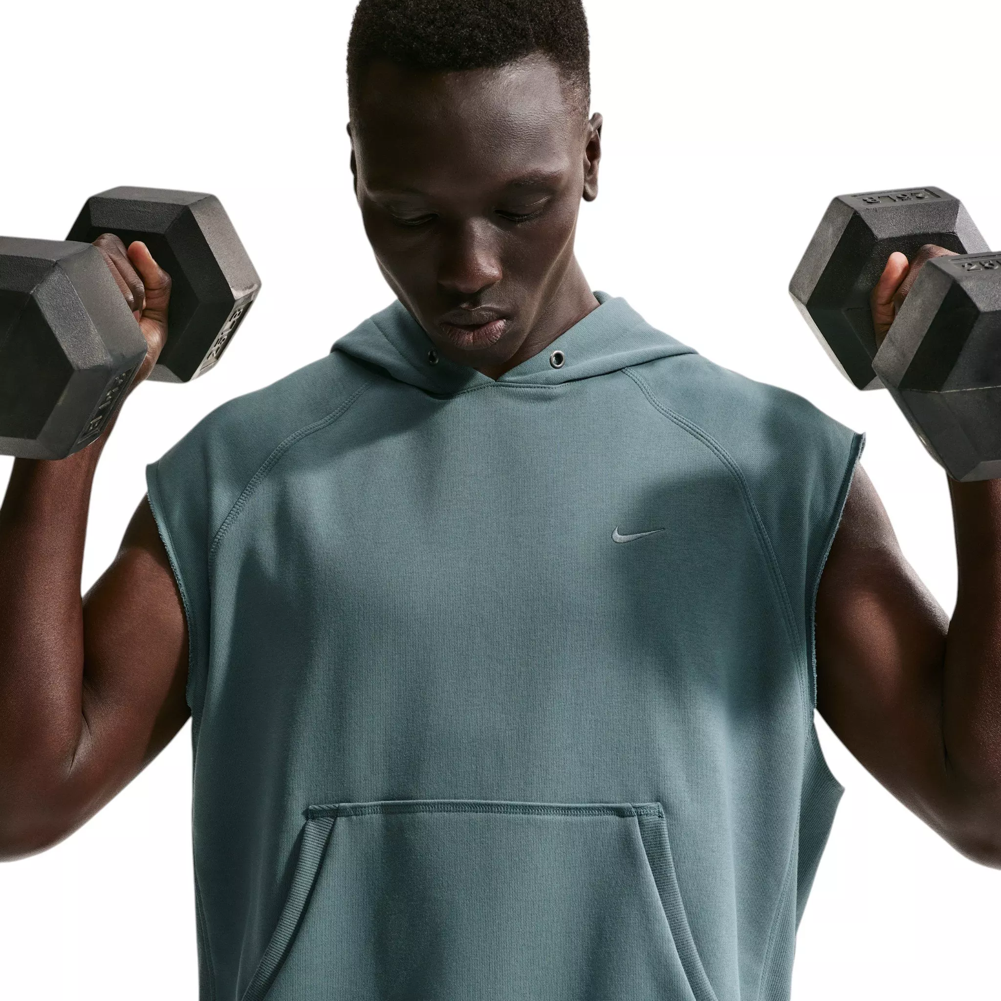 Nike Men's N.A.C. Dri-FIT Fleece Sleeveless Training Hoodie - Grey - GREY