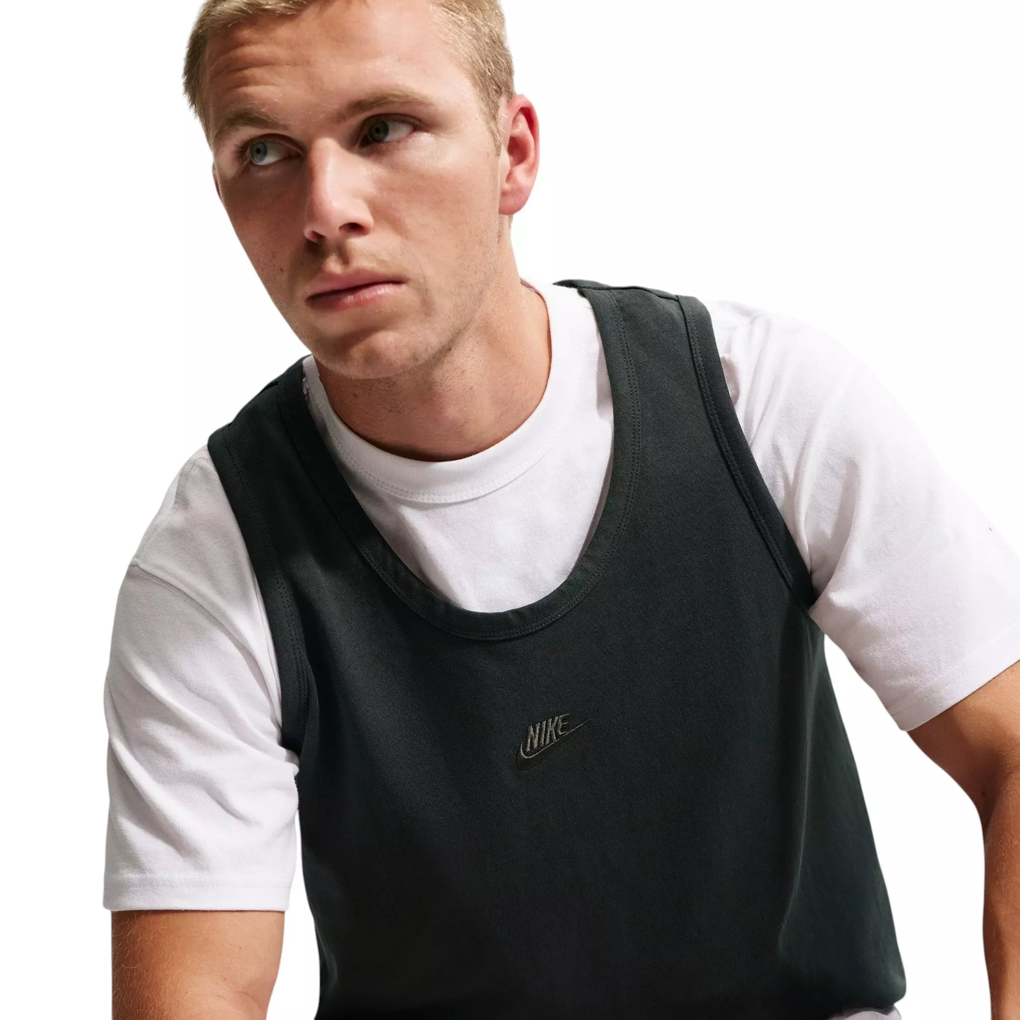 Nike Men's Sportswear Premium Essentials Tank - Dark Green - DARK GREEN