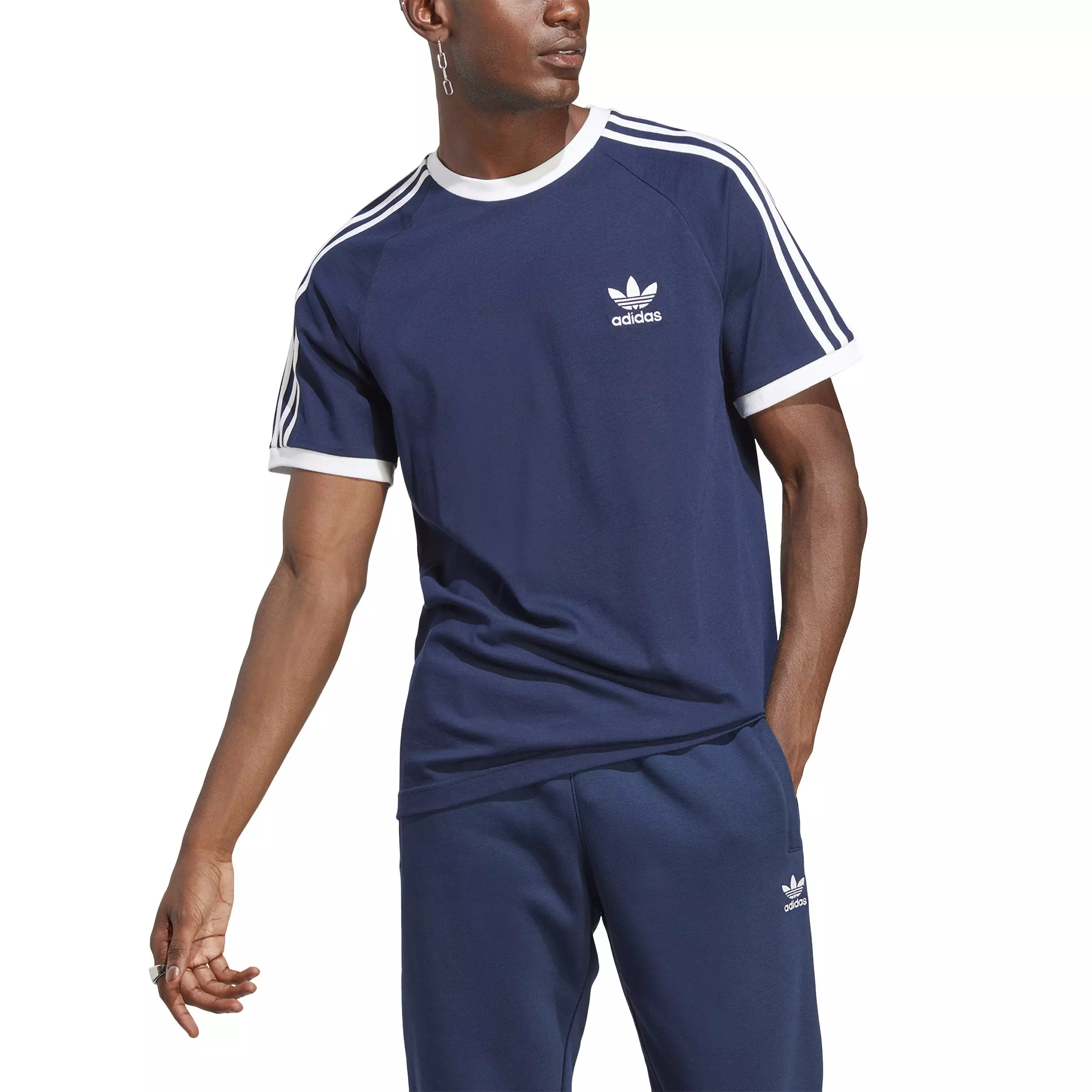 adidas Men's Adicolor Classics 3-Stripes Tee-Blue - BLUE