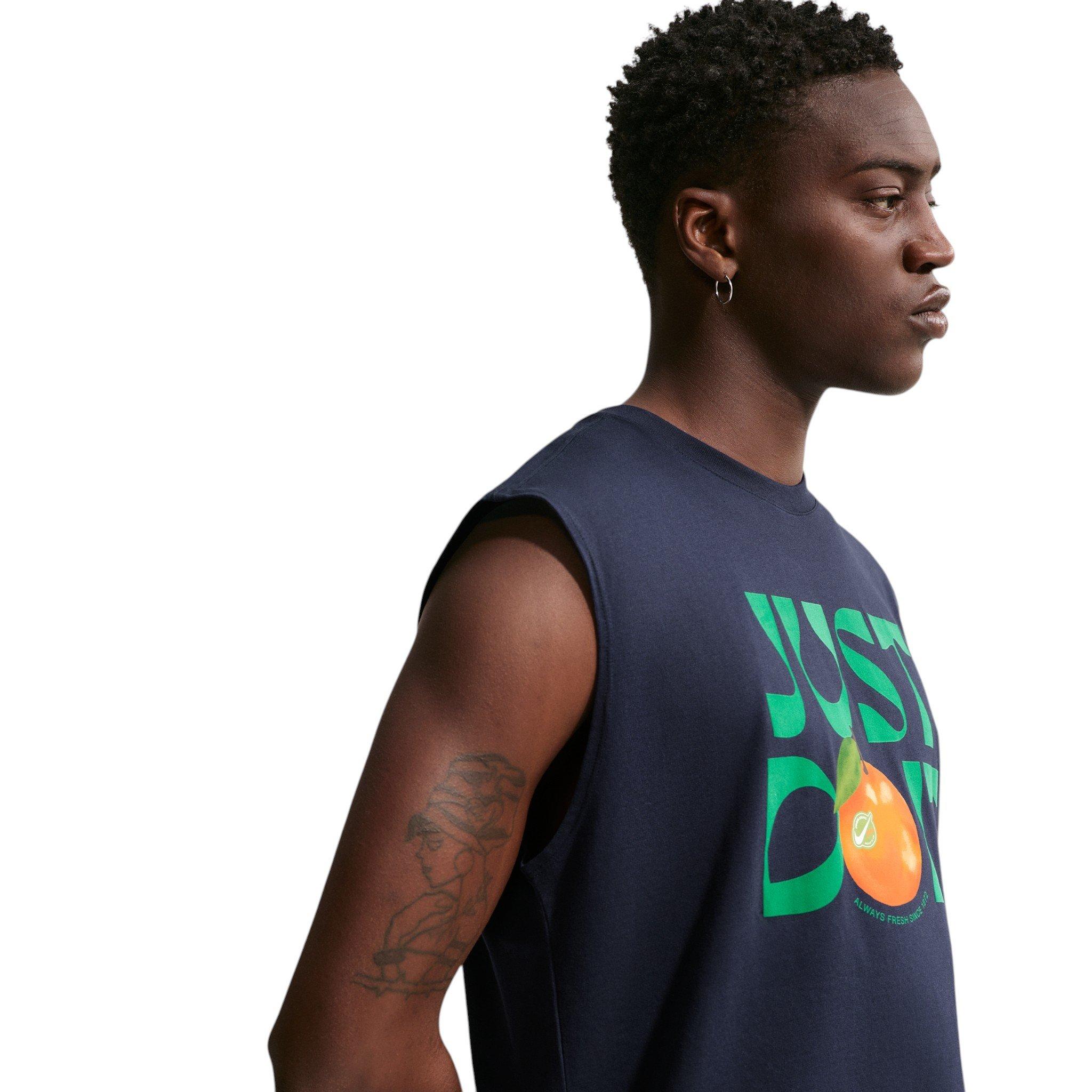 Nike Men's Sportswear Orange Sleeveless Muscle T-Shirt - Dark Blue - BLUE