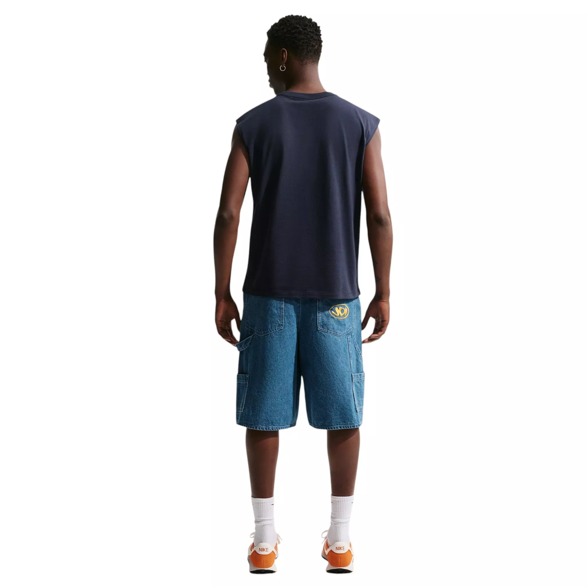 Nike Men's Sportswear Orange Sleeveless Muscle T-Shirt - Dark Blue - BLUE