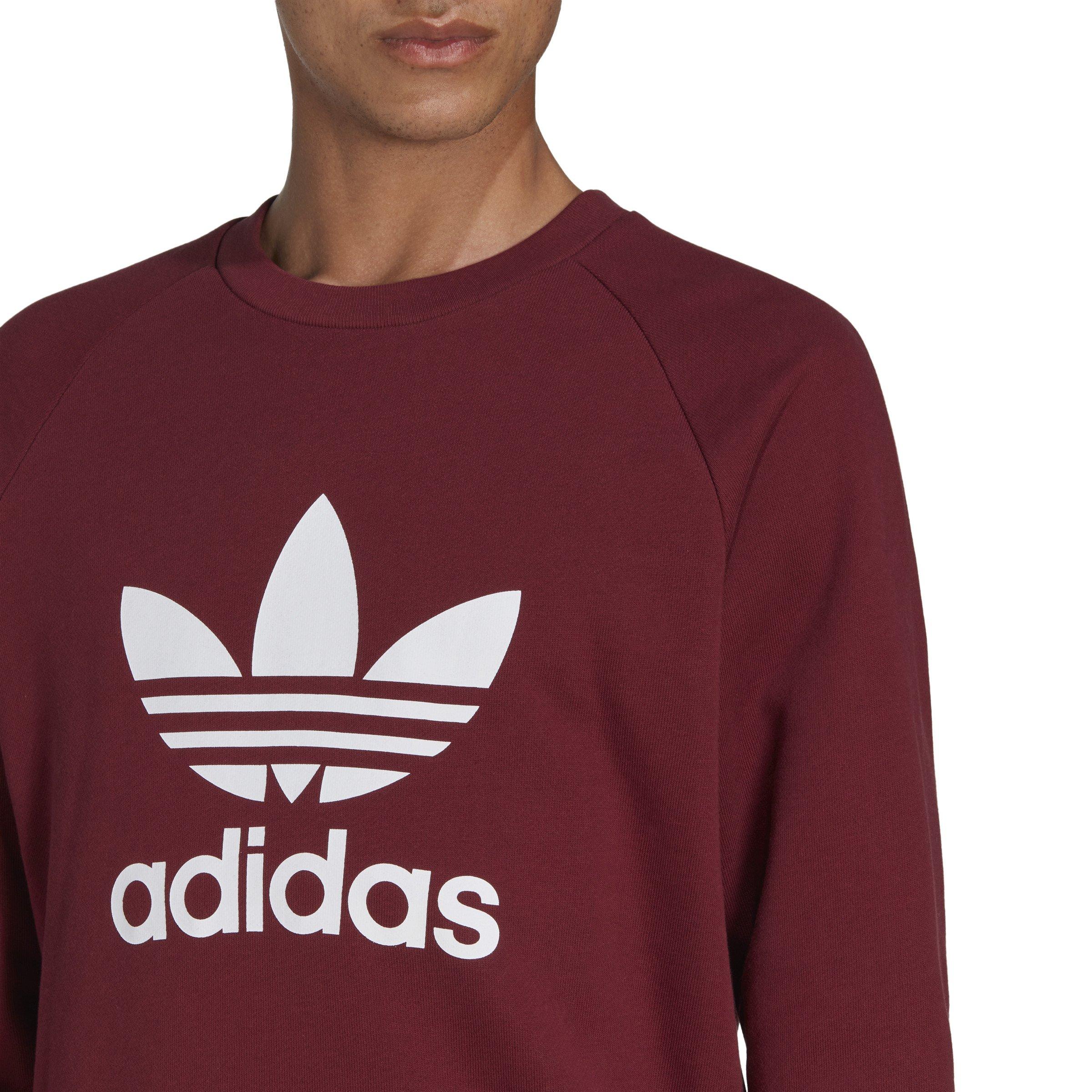 Adidas originals trefoil crew neck sweatshirt in maroon clearance