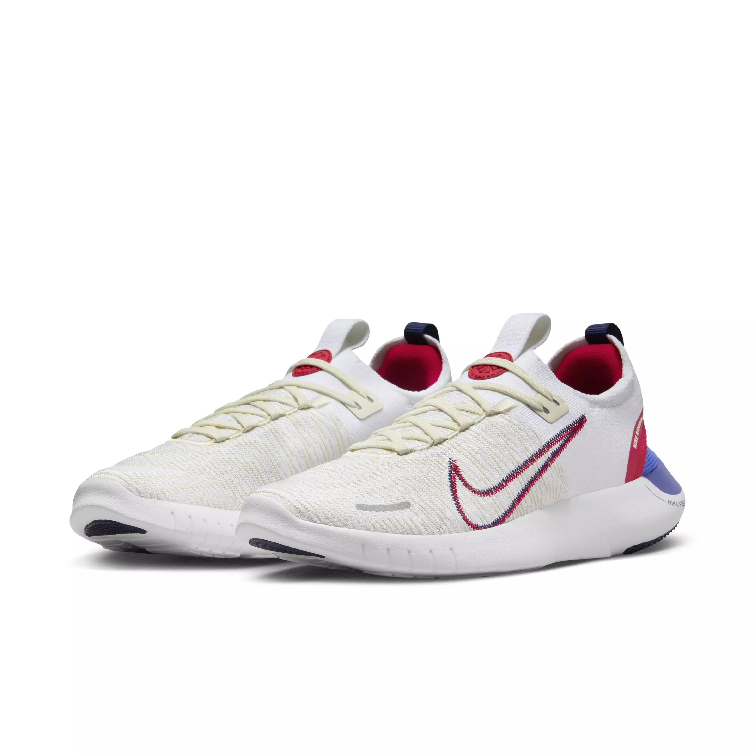 Nike Free RN NN "Beige/White/Red/Blue" Men's Running Shoe - BEIGE/WHITE/RED/BLUE