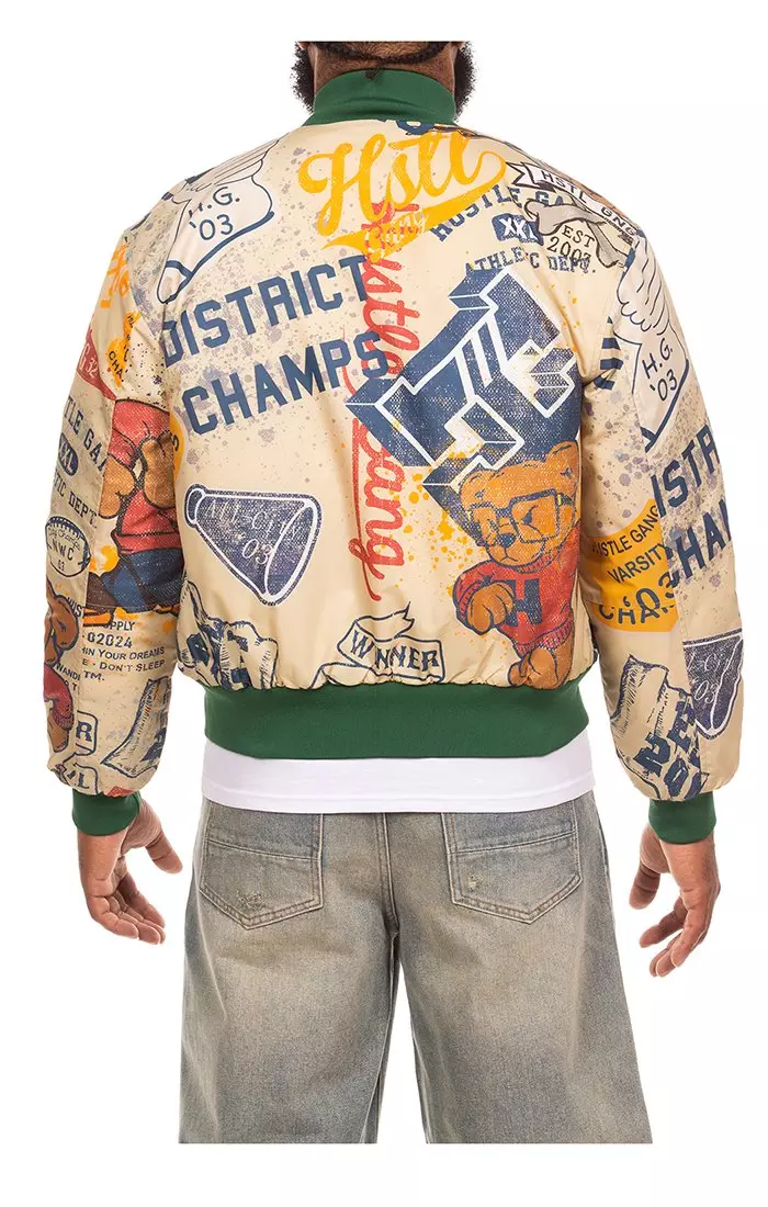 Hustle Gang Men's Team Cap Jacket - Khaki - KHAKI
