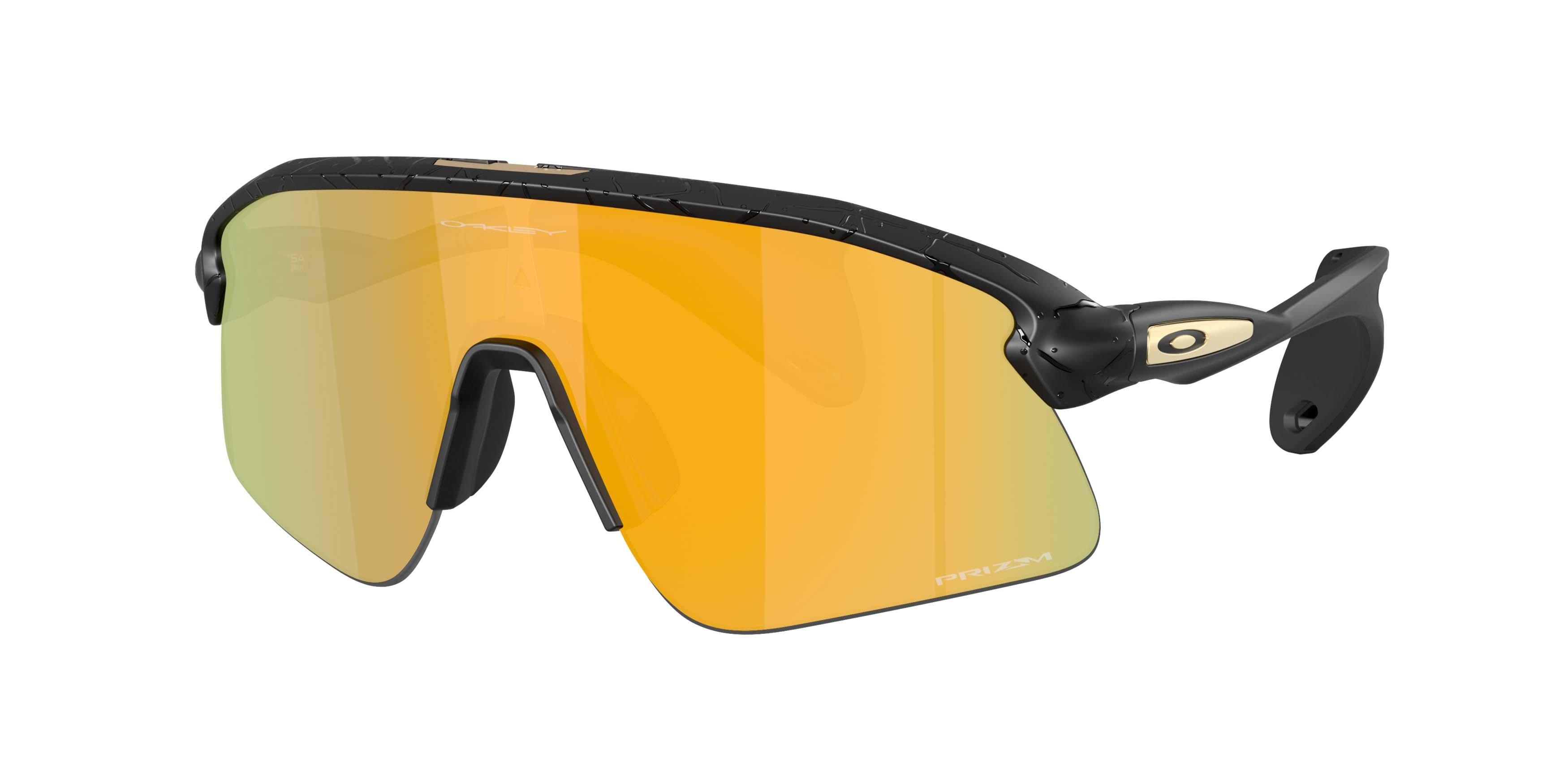 Oakley Stunt Devil Gridiron Collection Prizm 24K Sunglasses &ndash; Matte Black Splatter - BLACK/GOLD Thumbnail View 1