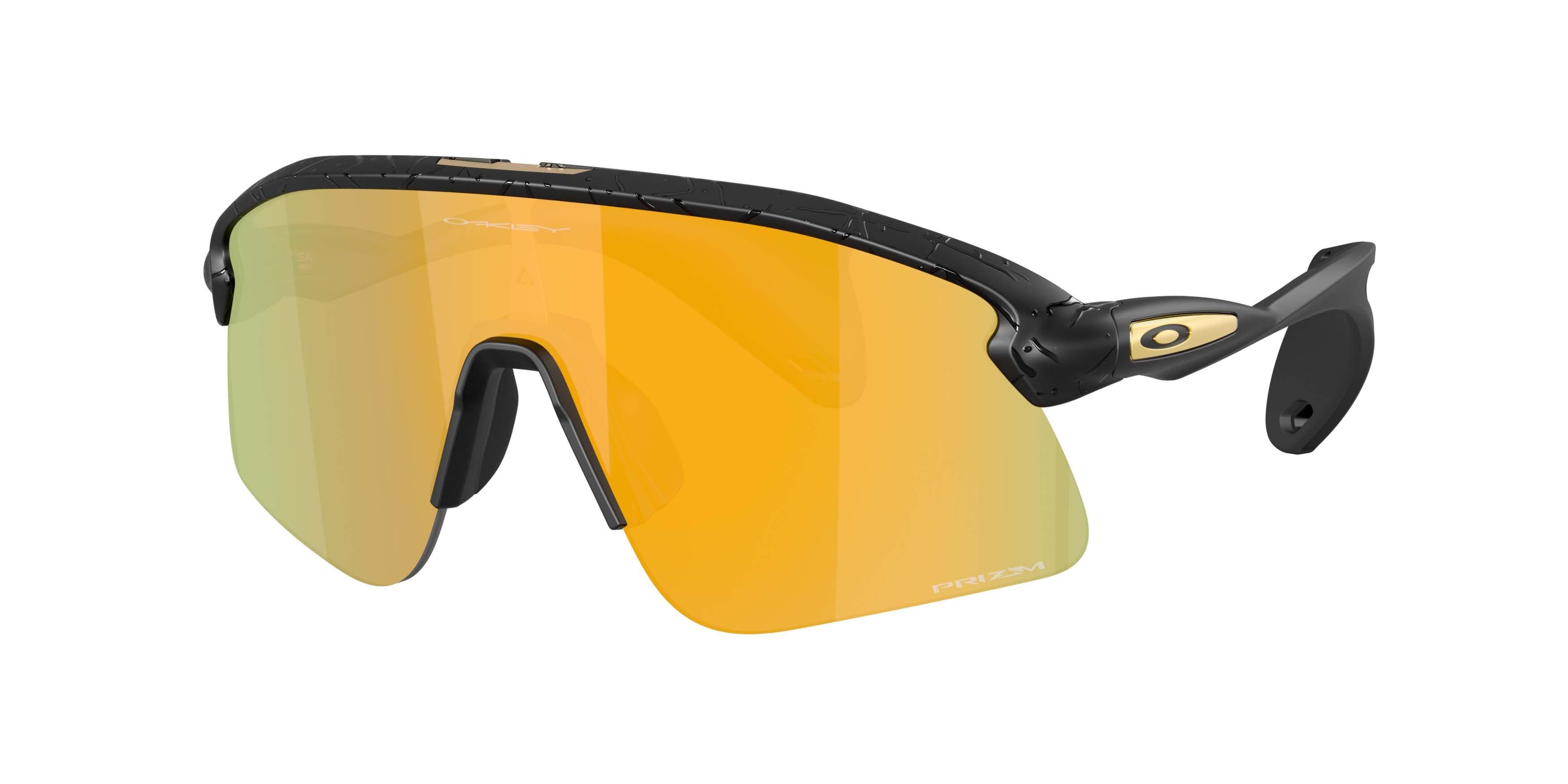 Oakley Stunt Devil S Gridiron Collection Prizm 24K Sunglasses &ndash; Matte Black Splatter - BLACK/GOLD Thumbnail View 1