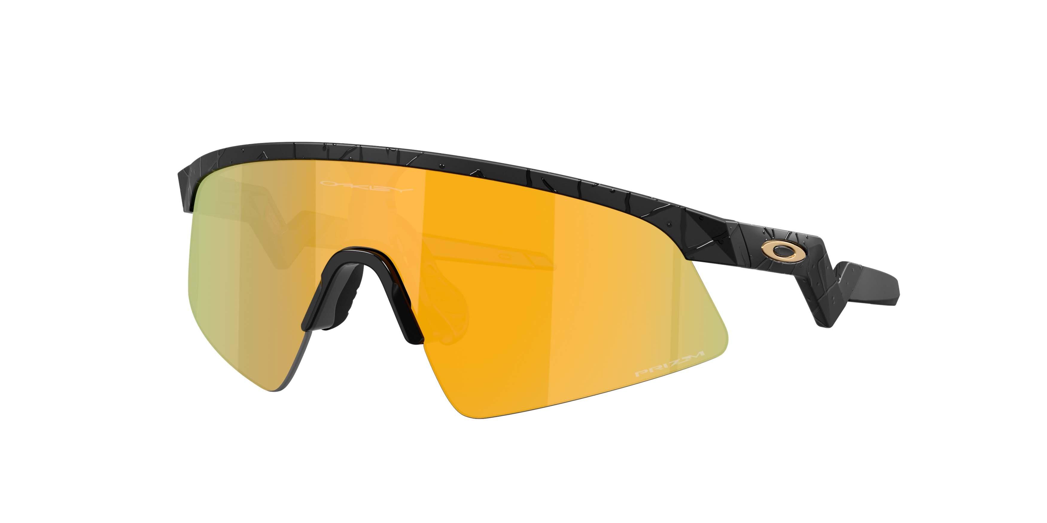 Oakley Youth Resistor Sweep Gridiron Collection Prizm 24K Sunglasses &ndash; Matte Black Splatter - BLACK/GOLD Thumbnail View 1