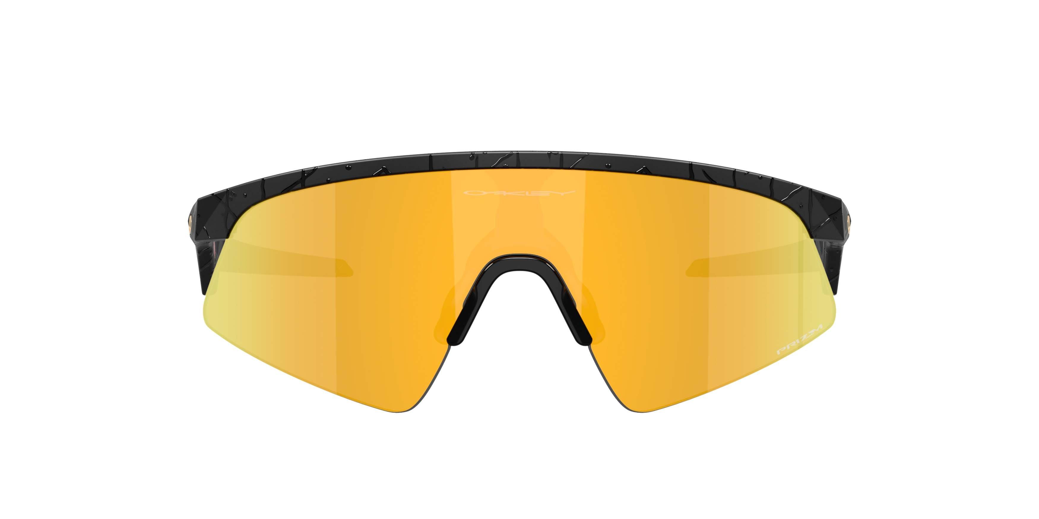 Oakley Youth Resistor Sweep Gridiron Collection Prizm 24K Sunglasses &ndash; Matte Black Splatter - BLACK/GOLD Thumbnail View 2