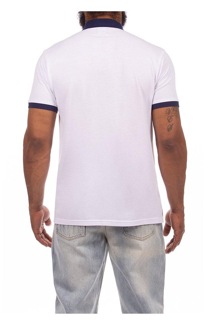 Hustle Gang Men's Rope Burn Short Sleeve Polo - White/Blue - WHITE/BLUE