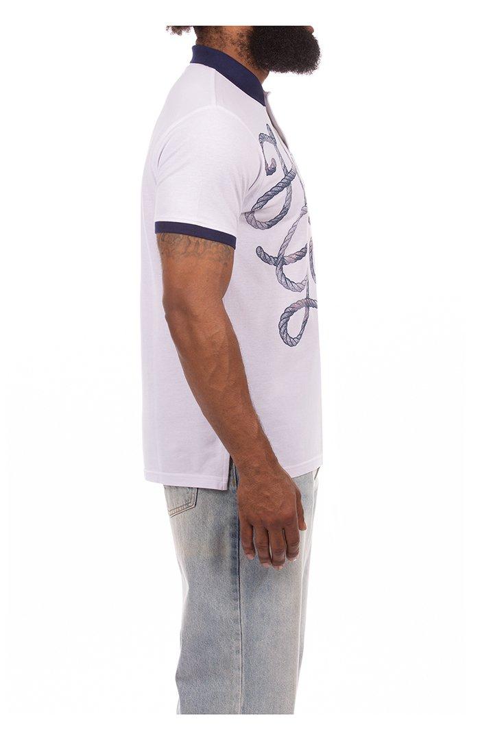 Hustle Gang Men's Rope Burn Short Sleeve Polo - White/Blue - WHITE/BLUE