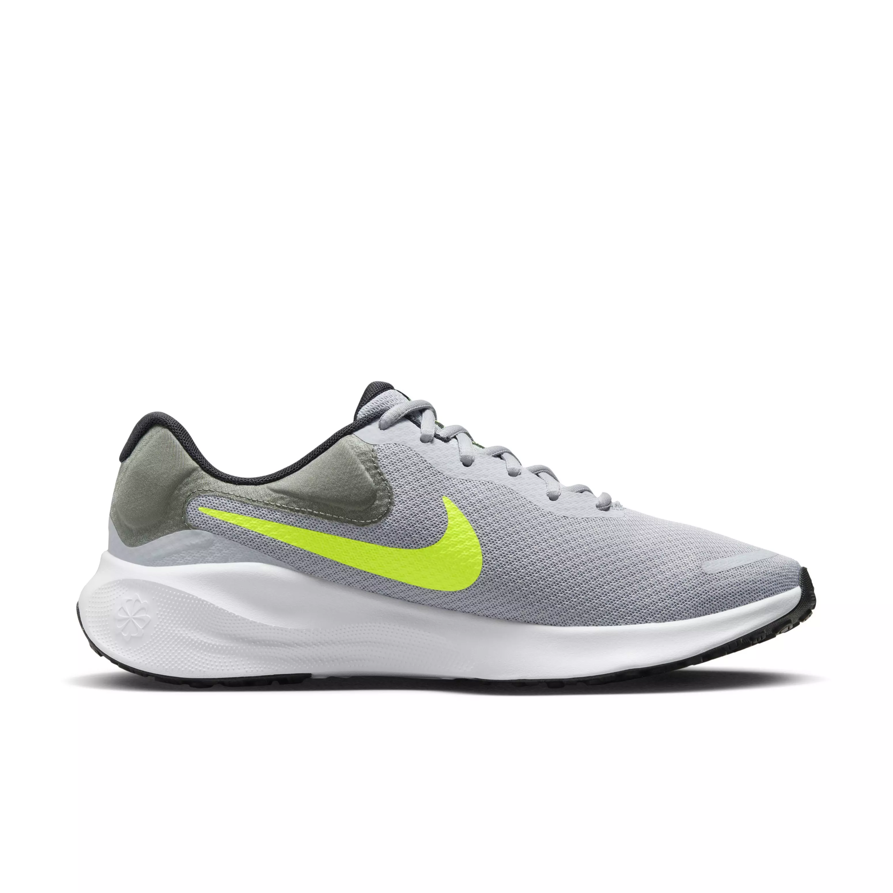 Nike Revolution 7 "Wolf Grey/Smoke Grey/Black/Volt" Men's Running Shoe - GREY/GREY/BLACK/VOLT