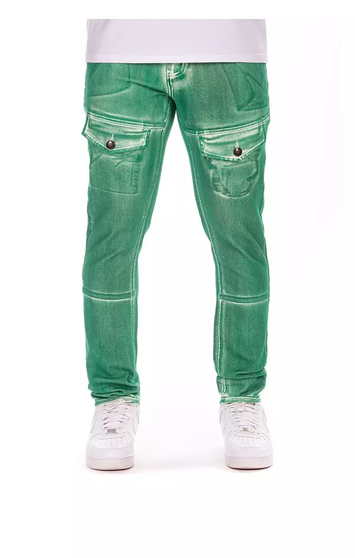 Hustle Gang Men's Lush Regular Fit Green Wash Denim Jeans - GREEN