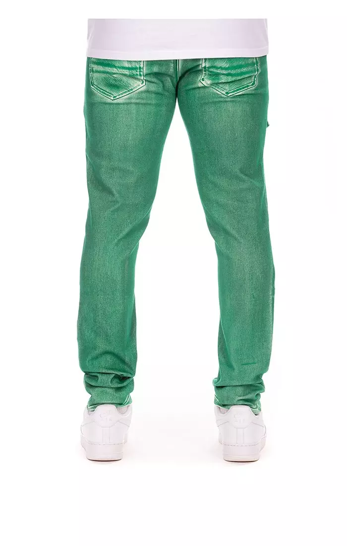 Hustle Gang Men's Lush Regular Fit Green Wash Denim Jeans - GREEN