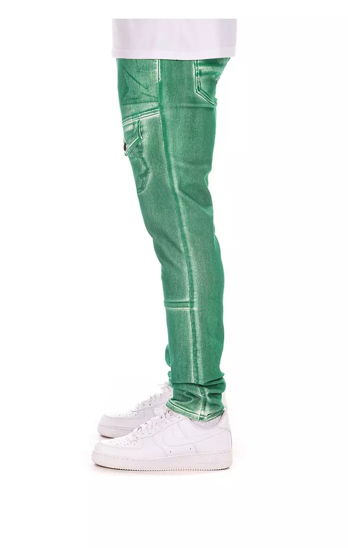 Hustle Gang Men's Lush Regular Fit Green Wash Denim Jeans - GREEN