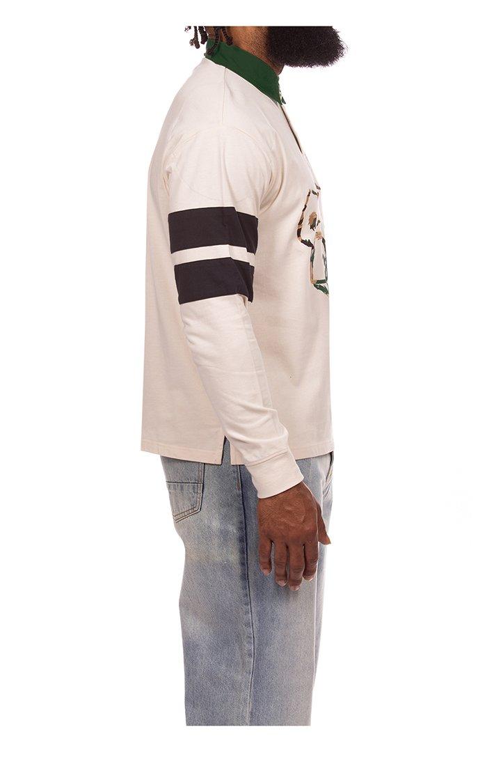 Hustle Gang Men's Regiment Rugby Long Sleeve Polo - Cream - CREAM