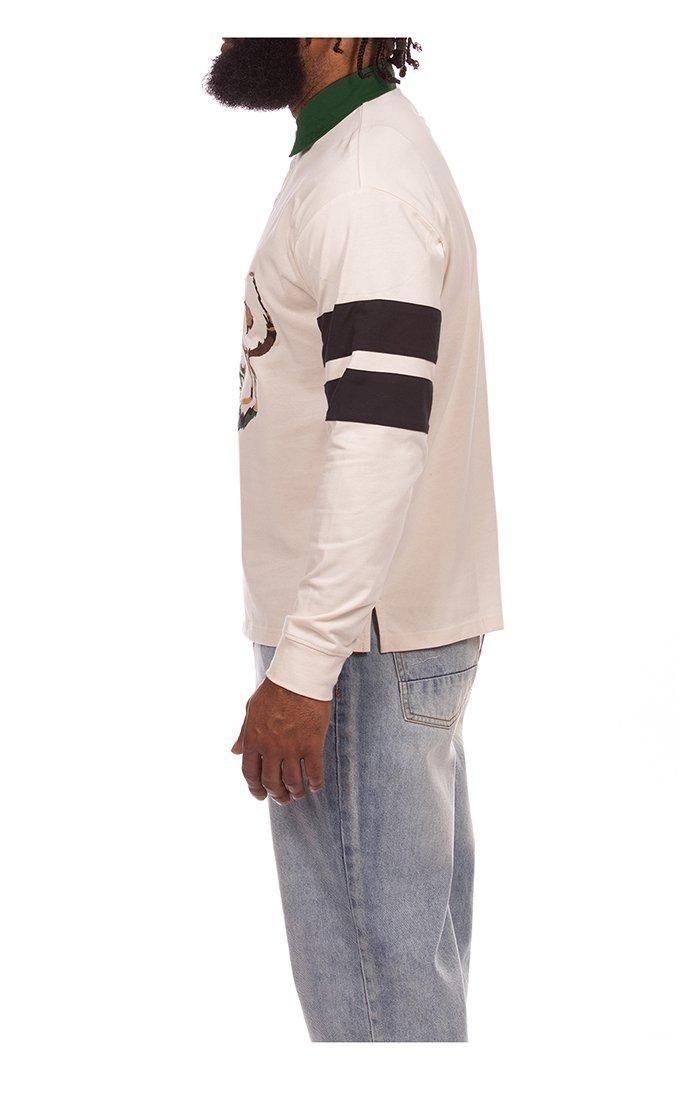 Hustle Gang Men's Regiment Rugby Long Sleeve Polo - Cream - CREAM